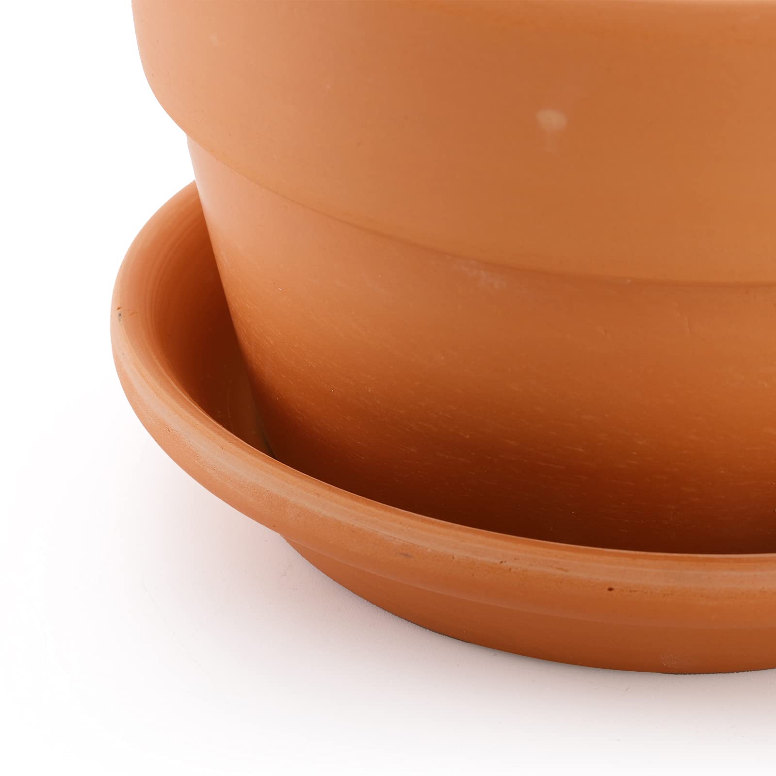 4 Pack 6 Inch Terracotta Plant Pots with Saucers, Large Clay Flower Planters with Drainage Holes for Indoor & Outdoor Plants