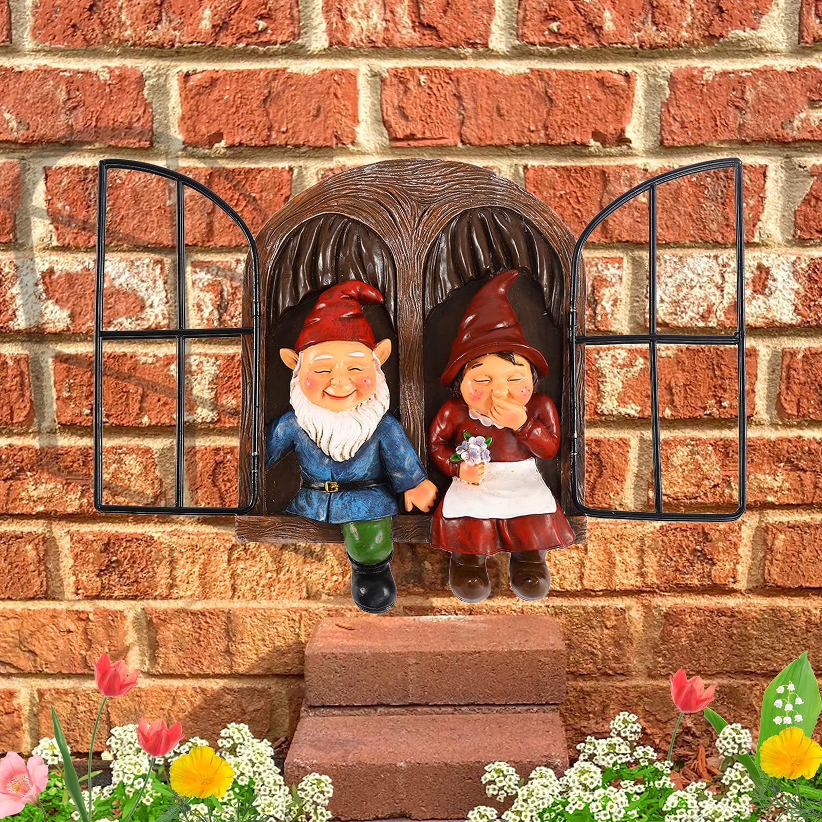 Couple Gnome Peeker Yard Art Garden Ornamen