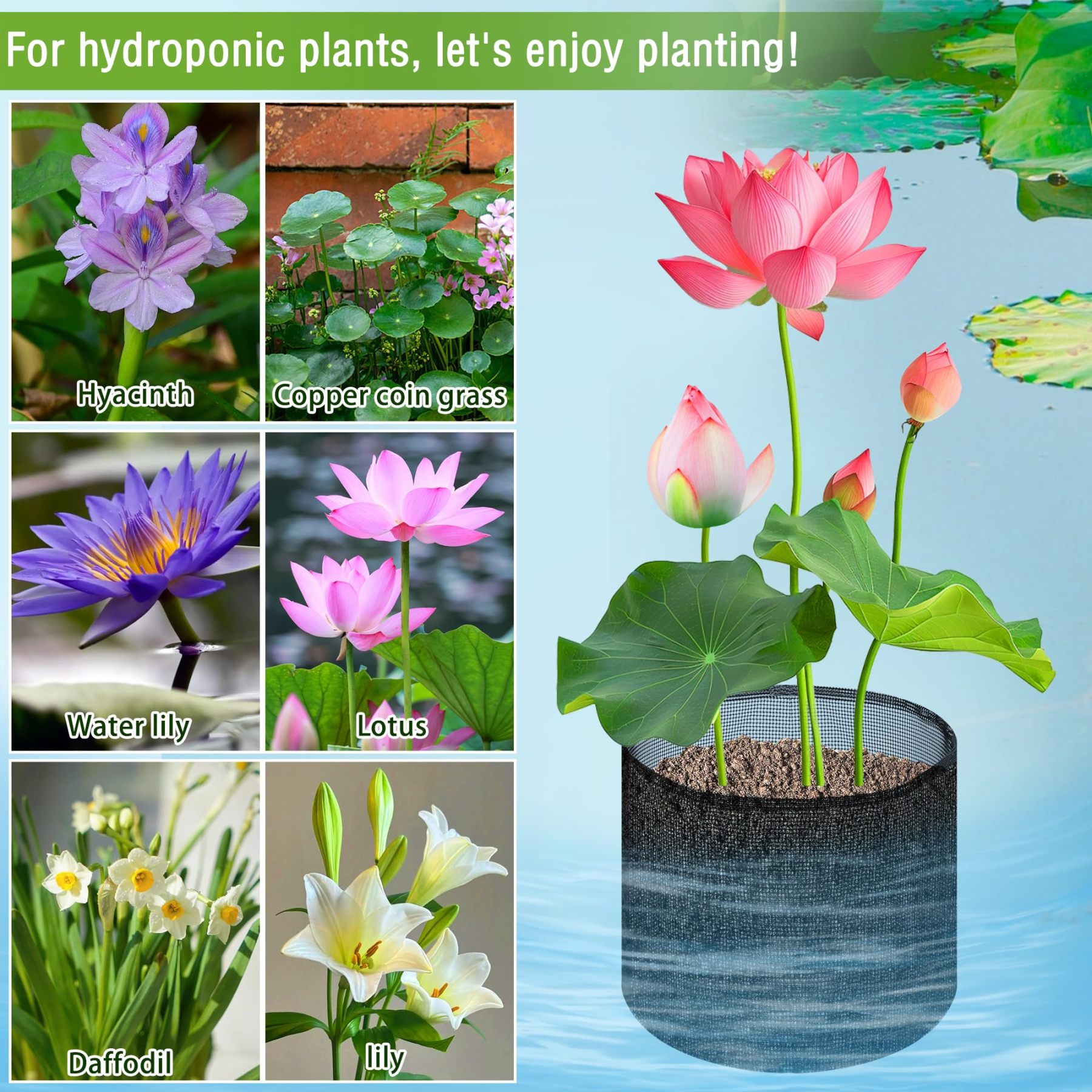 4 Pcs Reusable Mesh Aquatic Pond Planting Bags, 7.1" H x 7.2" Dia Black Round Breathable Planters for Pond Bog & Terrestrial Plants