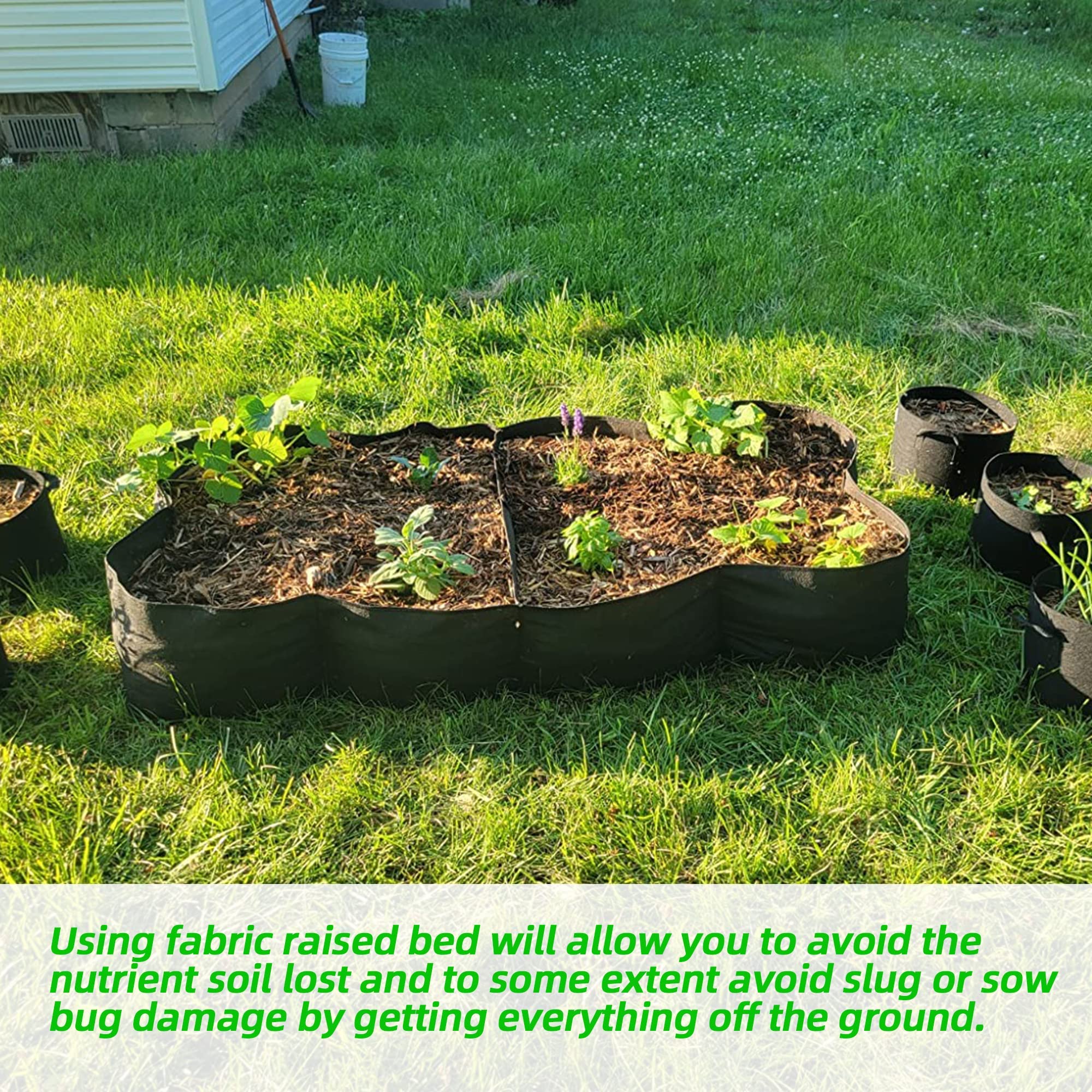 Fabric Raised Garden Bed, 128 Gallon 8 Grids 3x6FT Planter Bag, Rectangle Planting Container for Outdoor Gardening (Vegetables, Potatoes, Flowers)