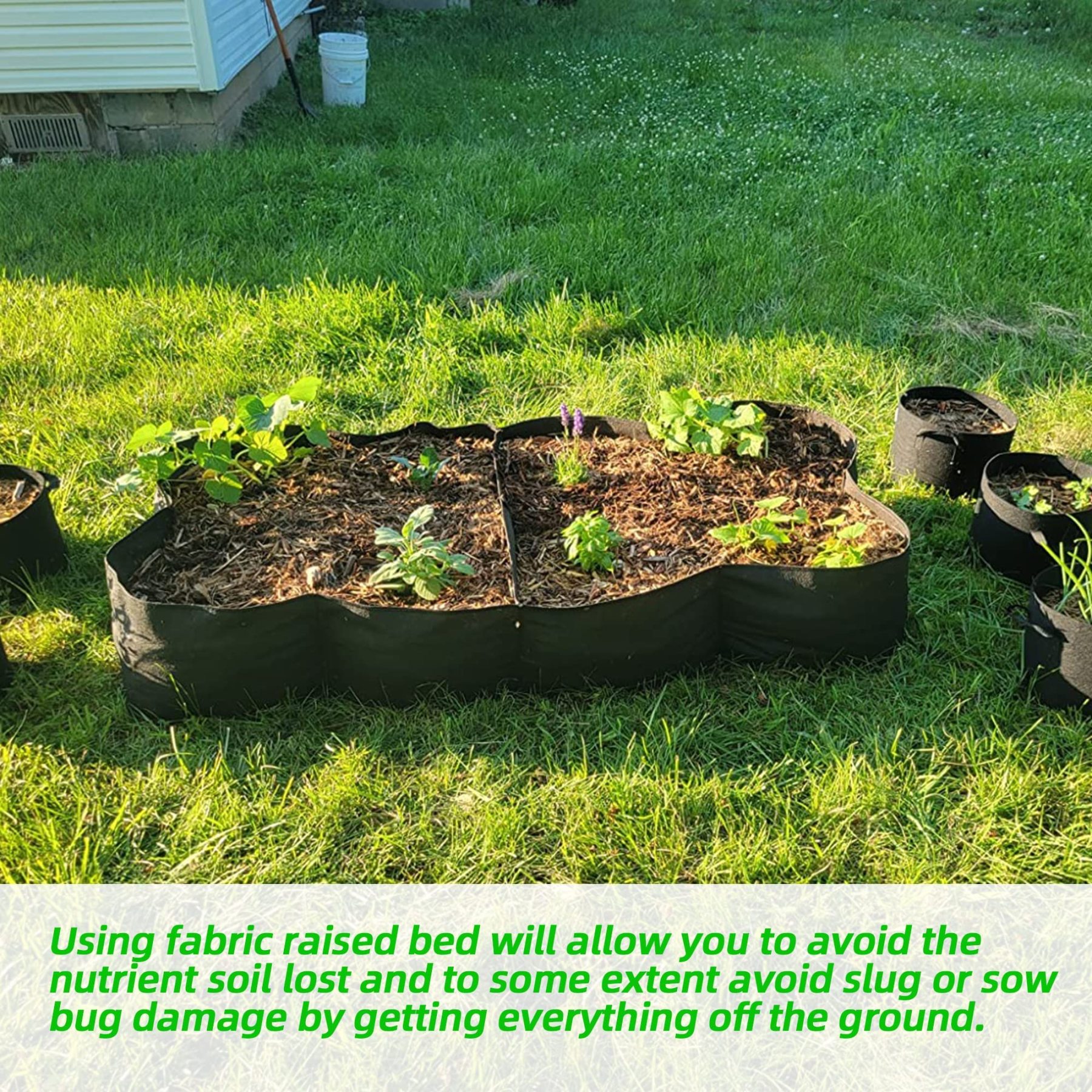 Fabric Raised Garden Bed, 128 Gallon 8 Grids 3x6FT Planter Bag, Rectangle Planting Container for Outdoor Gardening (Vegetables, Potatoes, Flowers)