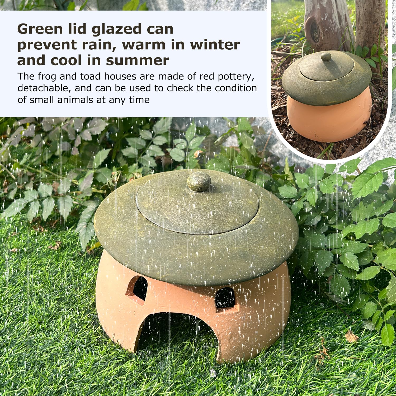 Terracotta Reptile Cave with Green Lid
