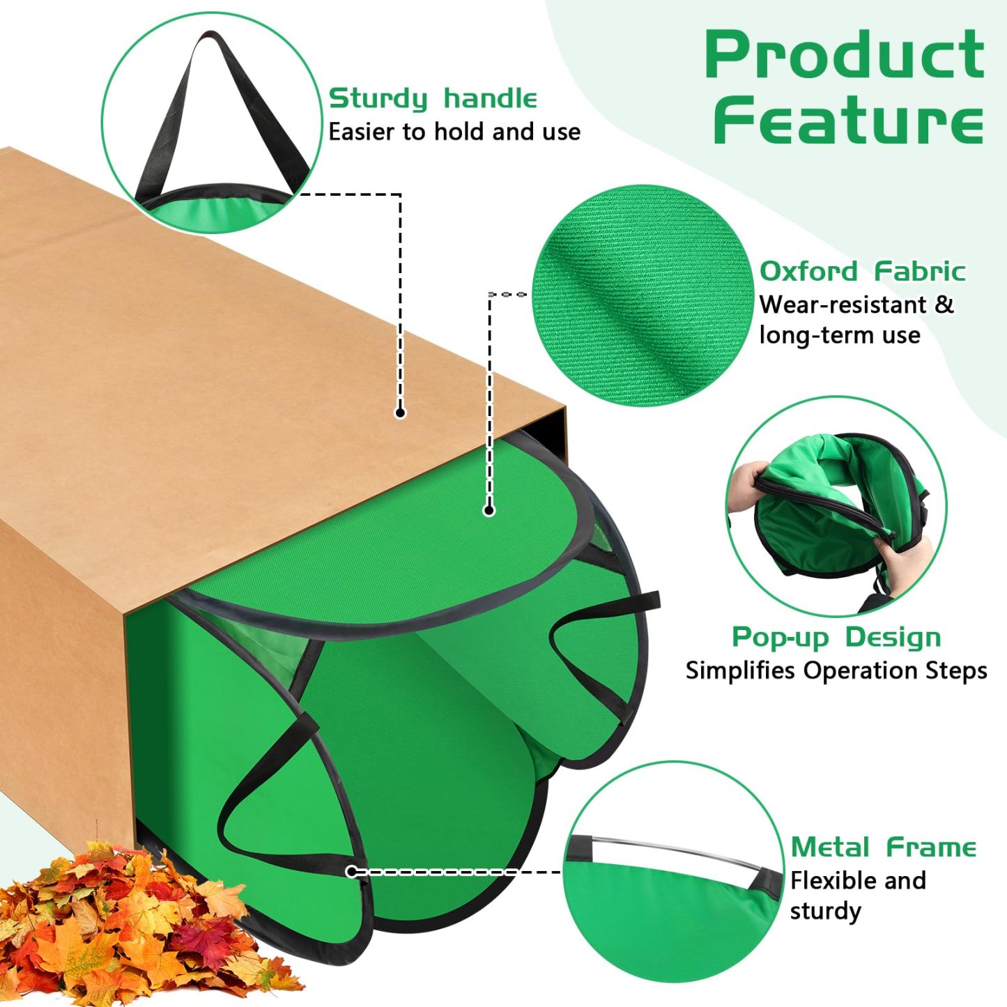 2 Pack Pop-Up Leaf Bag Holder | Reusable Funnel Chute for Easy Yard Waste & Leaf Collection