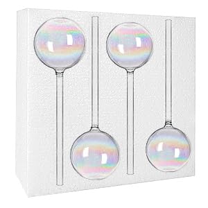 4 Pcs 9 Inch Iridescent Glass Self Watering Globes, Plant Watering Bulbs & Planter Inserts for Indoor & Outdoor Plants