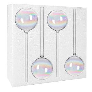 4 Pcs 9 Inch Iridescent Glass Self Watering Globes, Plant Watering Bulbs & Planter Inserts for Indoor & Outdoor Plants