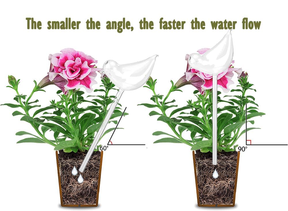 Bird Shaped Glass Self Watering Globes, Automatic Plant Waterer Planter Inserts, Watering Bulbs for Indoor Plants