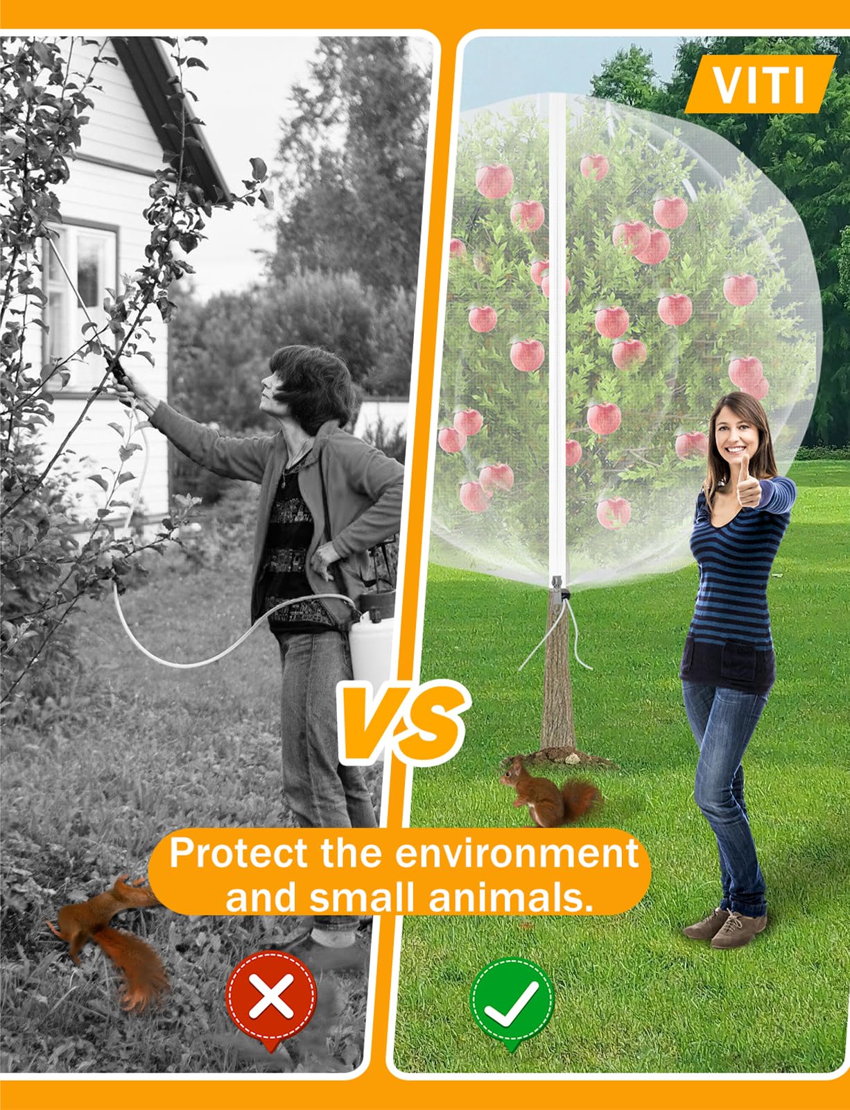 2 Pack 6x5.3FT Fruit Tree Protection Netting with Zipper & Drawstring, Breathable Pest Barrier Cover Against Cicadas, Birds & Insects for Apple, Cherry Trees, Blueberry Bushes and Tomatoes