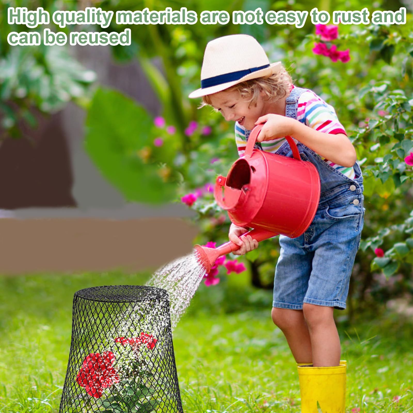 10 Pack 9.13" x 9.13" Heavy Duty Chicken Wire Plant Cloche, Garden Metal Mesh Plant Protector Cover, Animal Barrier to Keep Rabbits, Squirrels, Chickens, Birds Away from Garden Plants