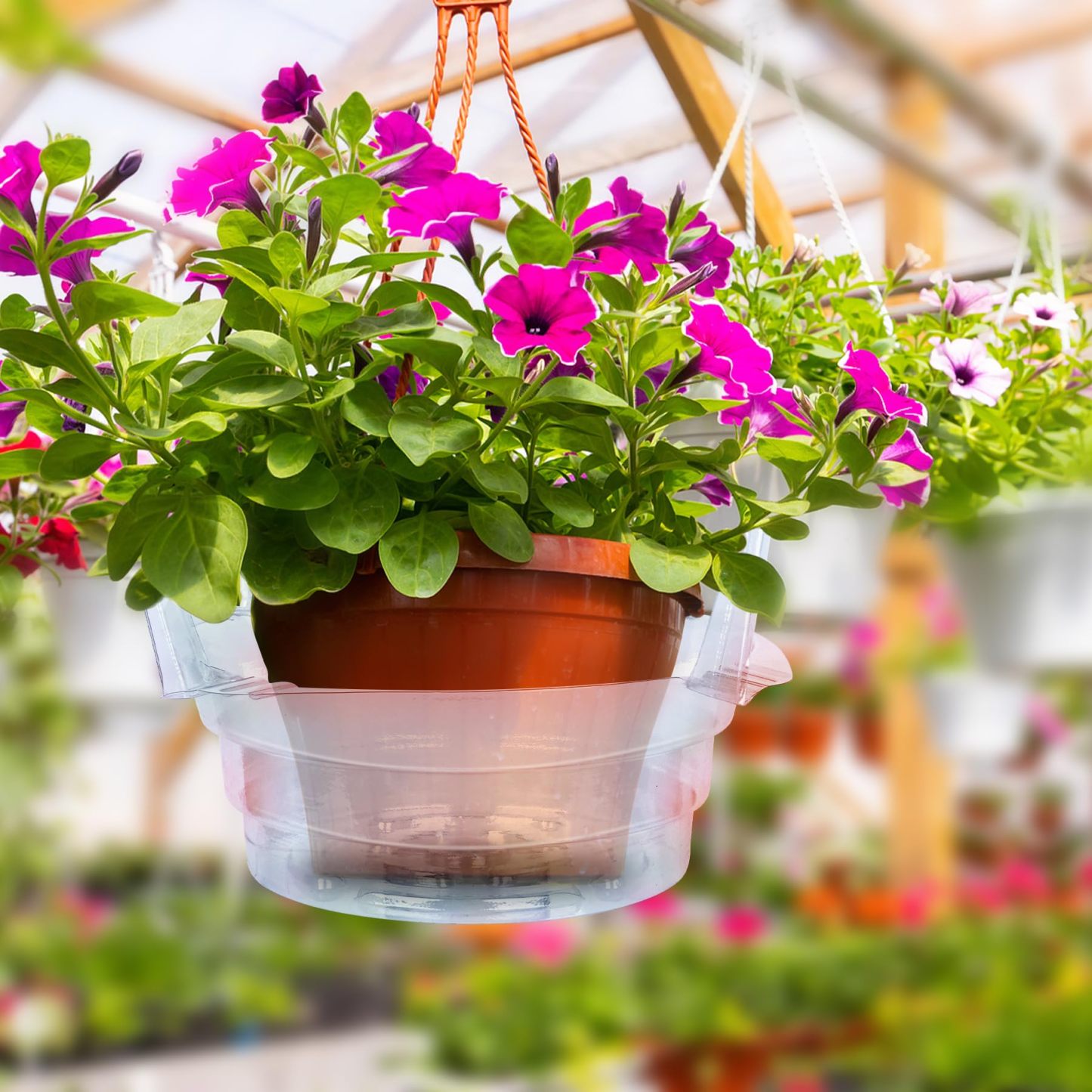 15 Pcs 10 Inch Clear Hanging Basket Water Catcher, Round Plastic Plant Drip Tray Saucer Liner, Indoor Outdoor Hanging Flower Pot Drip Pan for Plants