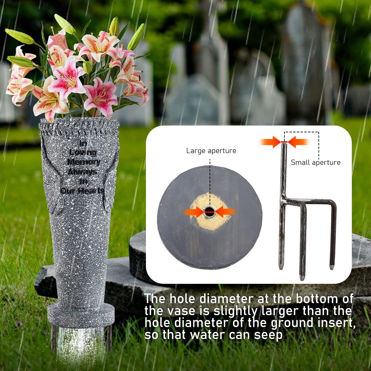 Cemetery Grave Vase with Ground Spikes
