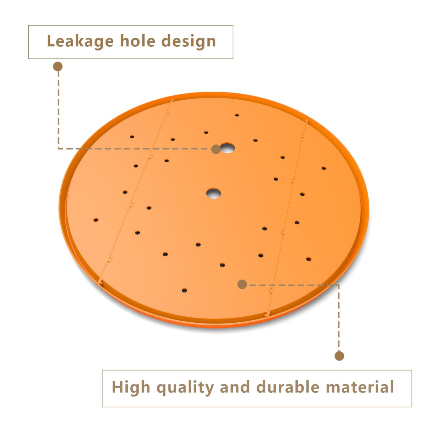 2Pcs 13 Inch Orange Round Planter Insert, Plastic Pot Bottom Drainage Tray with Holes, Soil Saving Insert Divider for Tall Flower Plant Pots