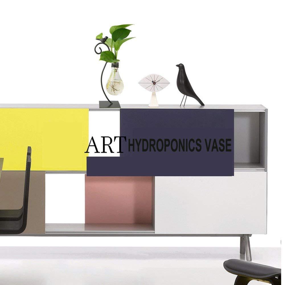Modern Glass Hydroponic Vase Bulb Shaped Desktop Planter with Metal Holder for Home Decor