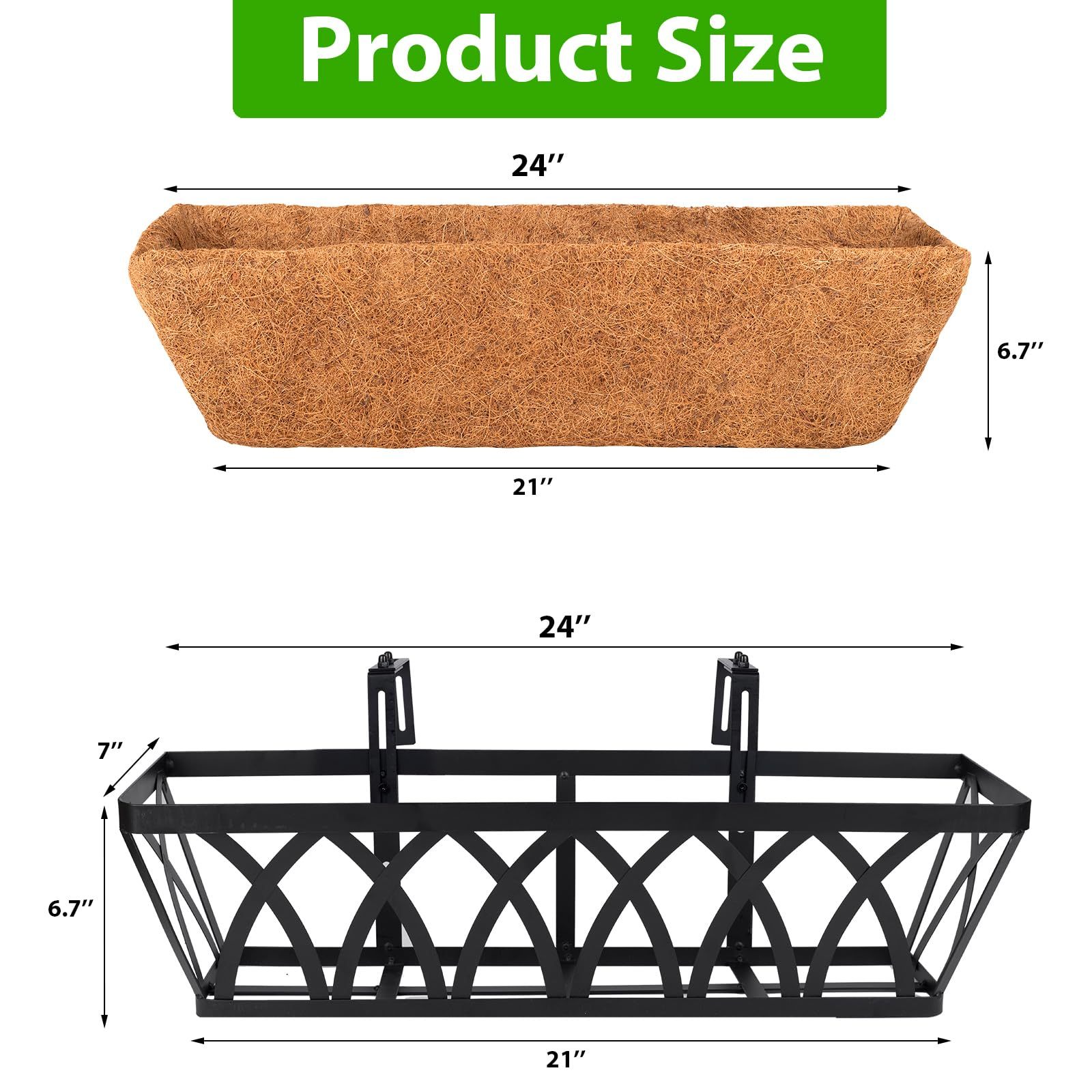 3 Pack 24 Inch Hanging Railing Planter Boxes, Outdoor Window Planters for Deck Balcony Fence Garden