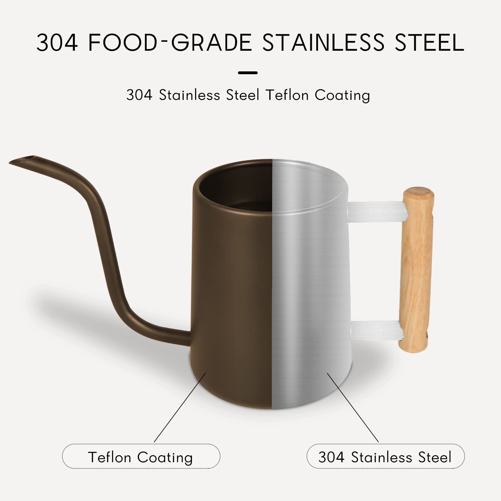 35oz/1000ml Stainless Steel Watering Can, Long Spout Metal Water Pot for Indoor House Plants Bonsai Outdoor Garden Decor
