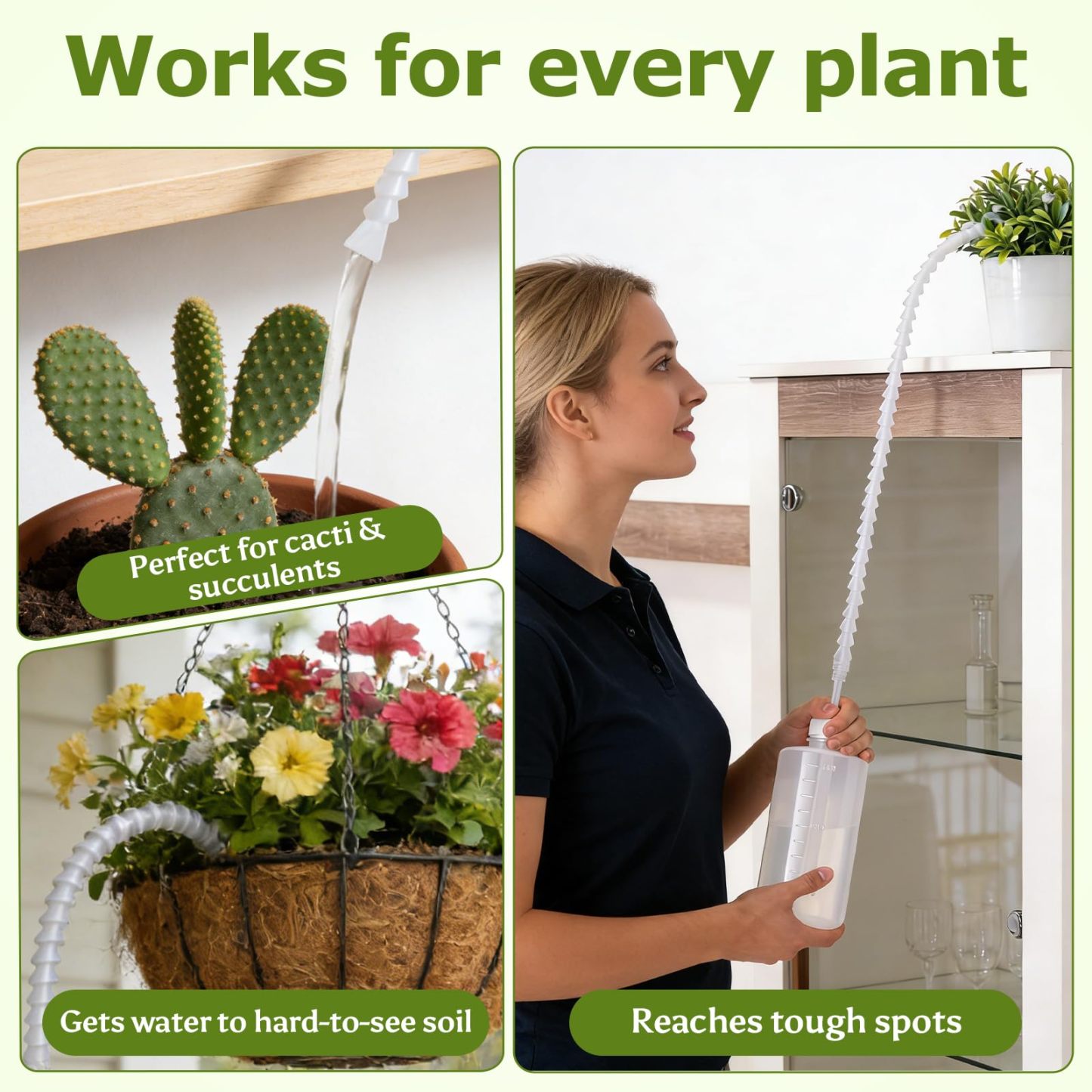 16.9oz/500ml Squeeze Watering Bottle, 19.6" Long Nozzle with Adjustable Angle for Hanging Plants