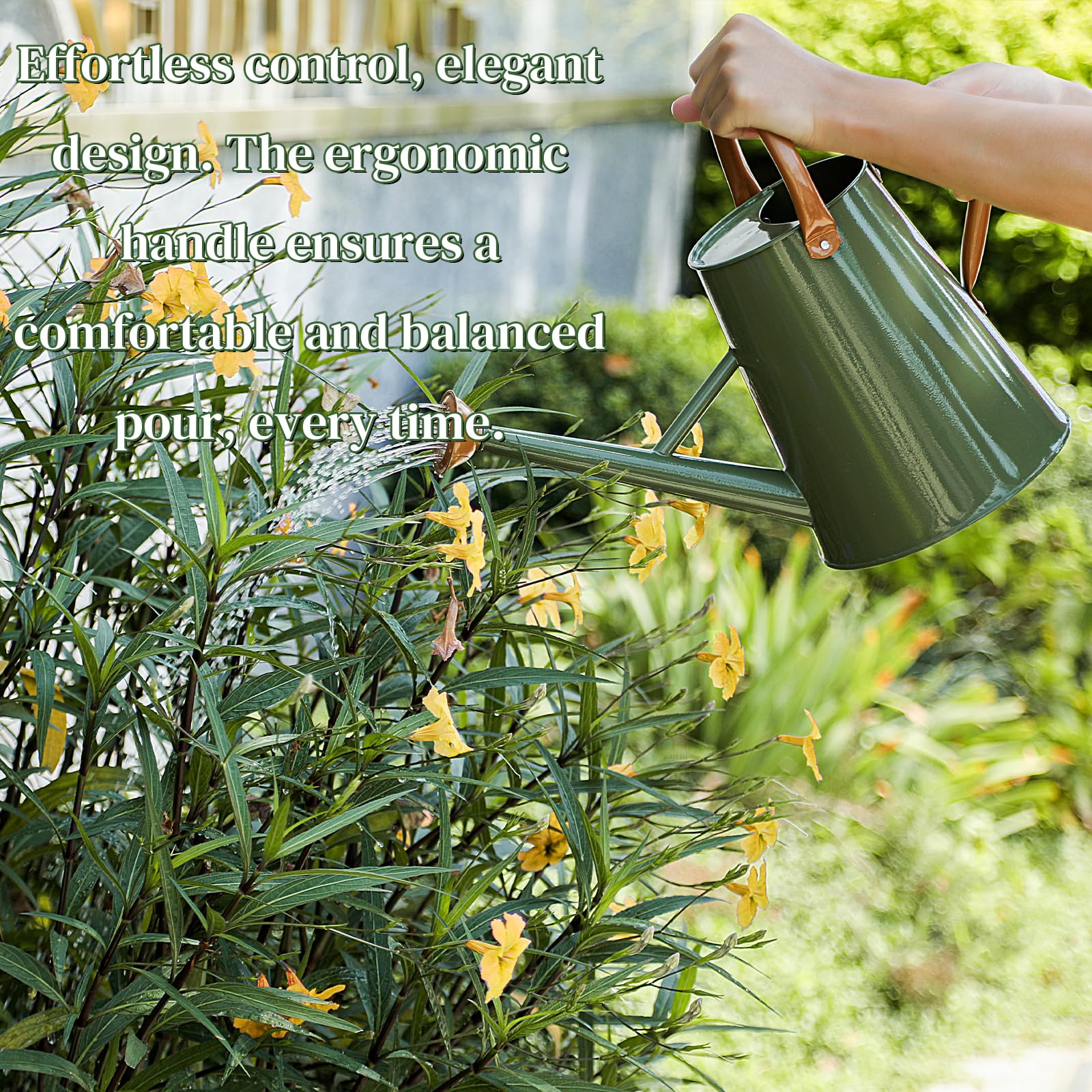 1.5 Gallon Galvanized Steel Watering Can, Removable Spout & Movable Ergonomic Handle for Indoor & Outdoor Plants