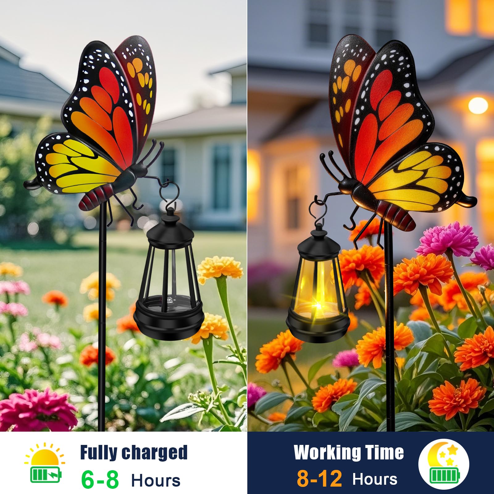 Waterproof Solar Butterfly Stake Lights, 32.28 Inch Metal Garden Decor Lights, Outdoor Decorative Lamps for Yard Patio Porch Lawn, Ideal Birthday Gifts for Mom & Women