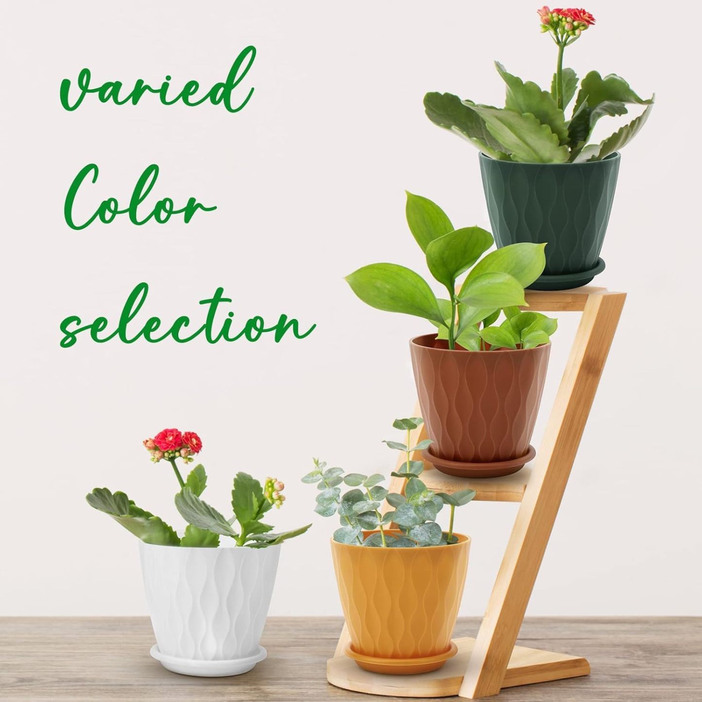 6 Inch Plant Pots 5 Pack Multicolor Indoor Outdoor Flower Pots, Planters with Drainage Holes & Saucers