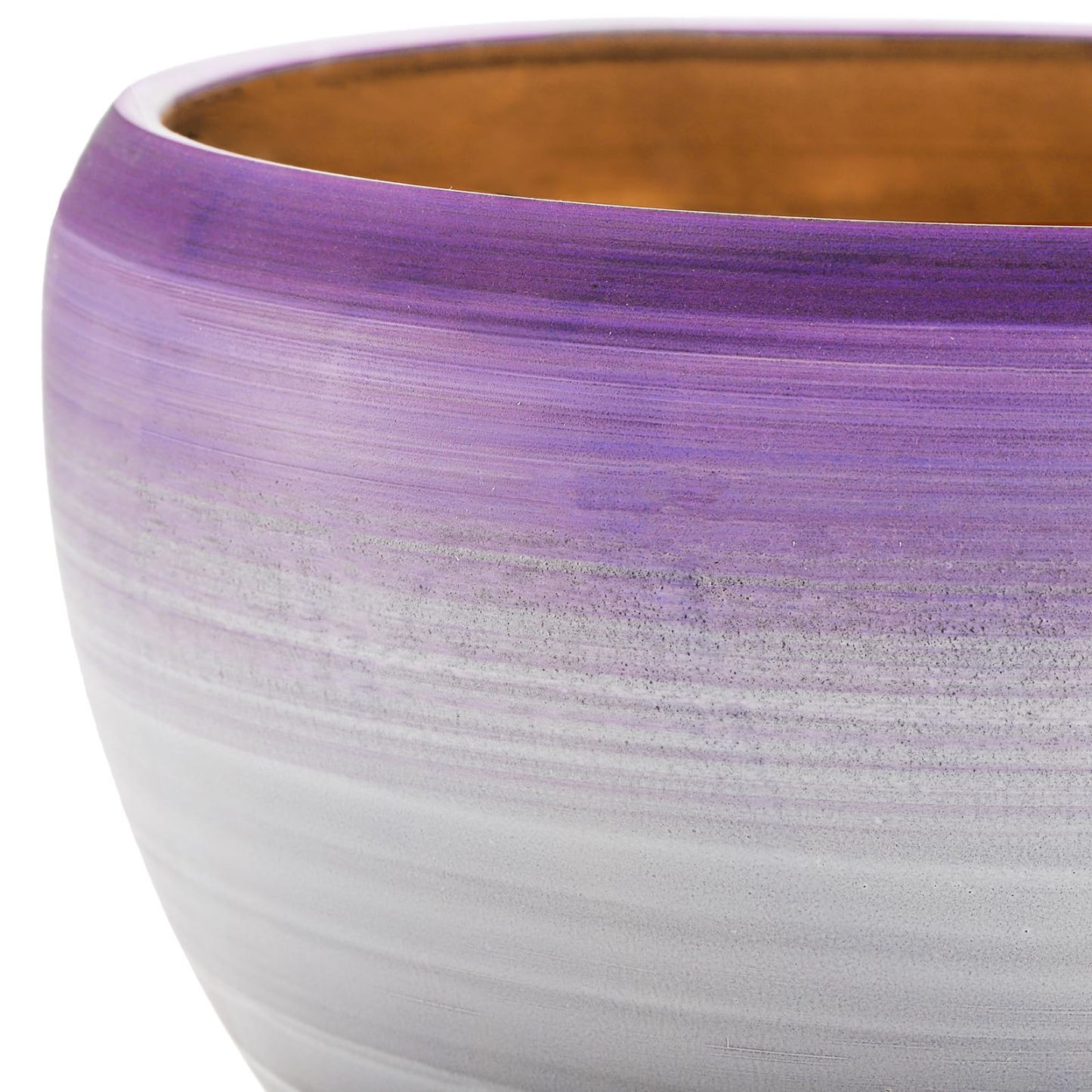 Set of 3 Ceramic Flower Pots with Drainage Holes & Saucers, 7/5/4 Inch Purple Round Planters for Succulents, Herbs, Cactus, Indoor & Outdoor Use