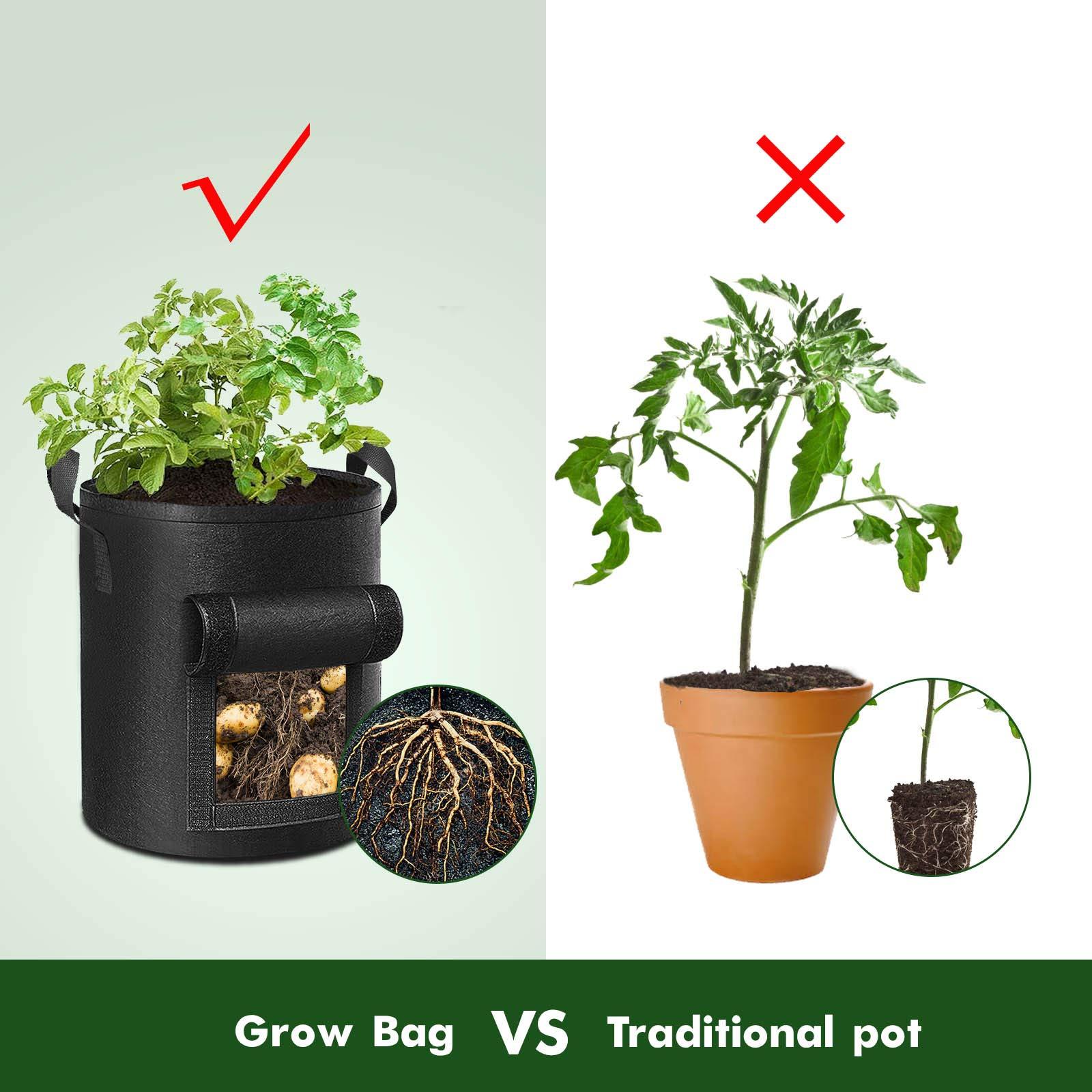 5-Pack 10 Gallon Potato Grow Bags, Thickened Nonwoven Fabric Planting Pots with Reinforced Handles for Vegetables, Tomatoes & Fruits