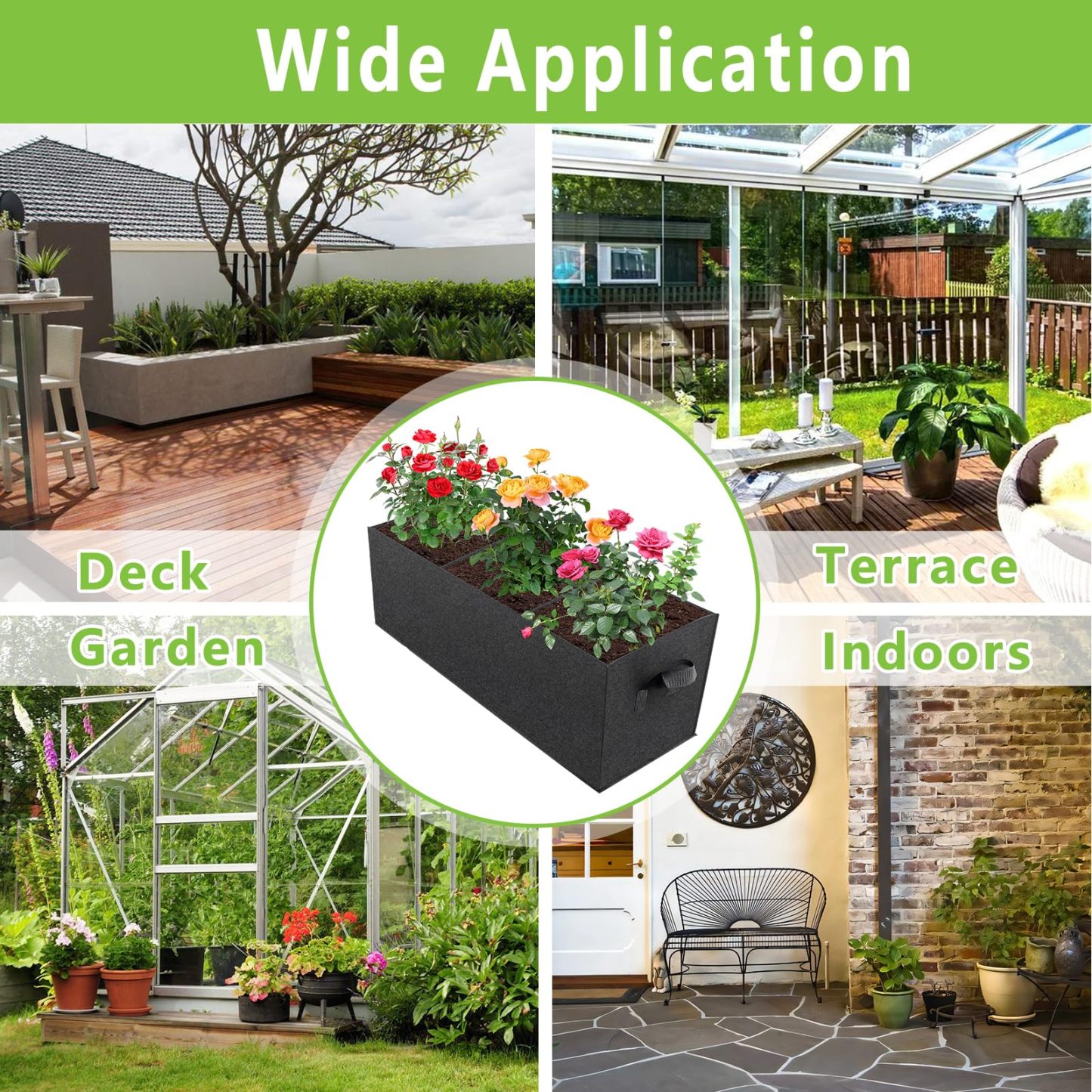 3 Pack Fabric Raised Garden Bed, 22 Gallon 3 Grids Planter Bag with Handles, Breathable Growing Bed for Vegetables, Flowers & Herbs