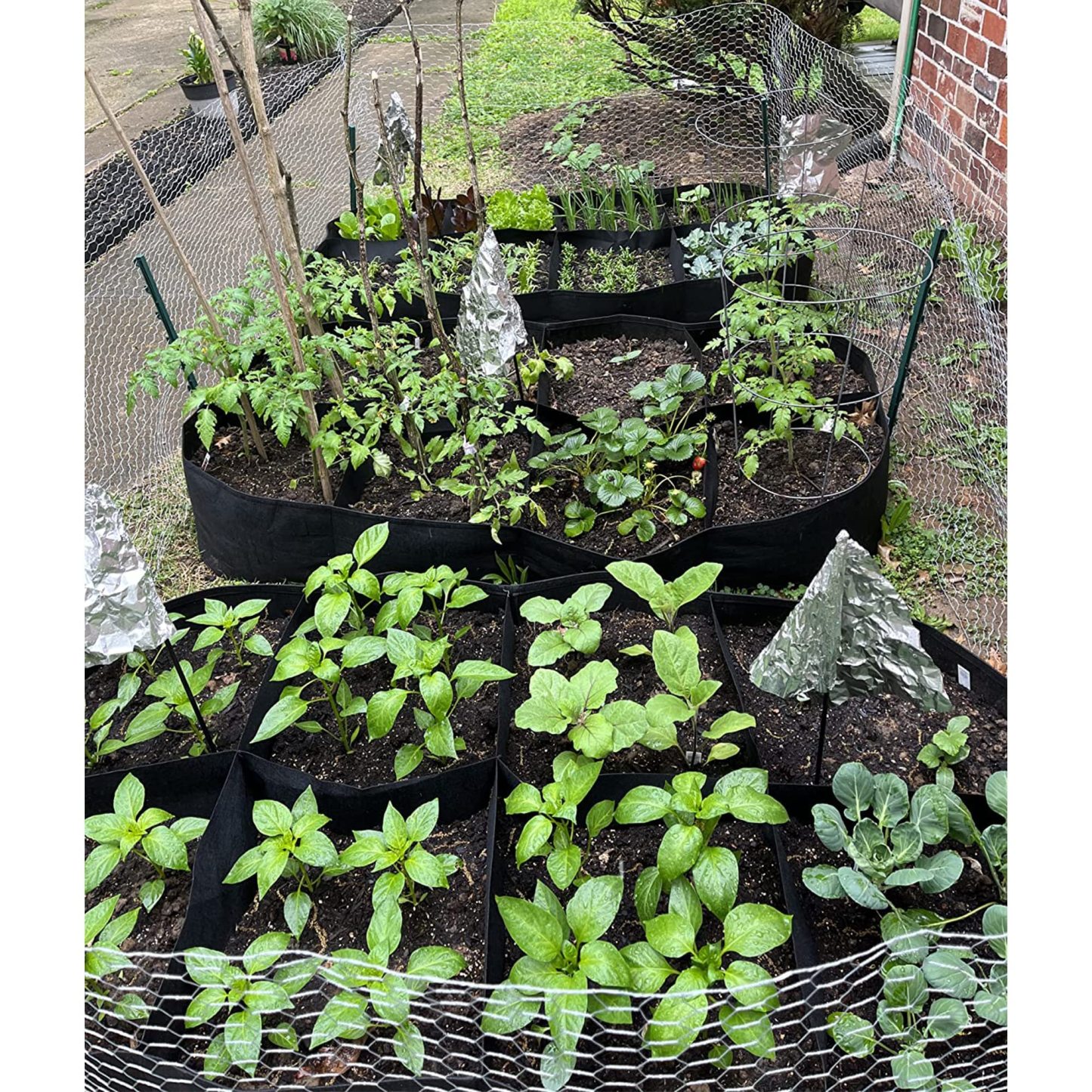 Fabric Raised Garden Bed, 128 Gallon 8 Grids 3x6FT Planter Bag, Rectangle Planting Container for Outdoor Gardening (Vegetables, Potatoes, Flowers)