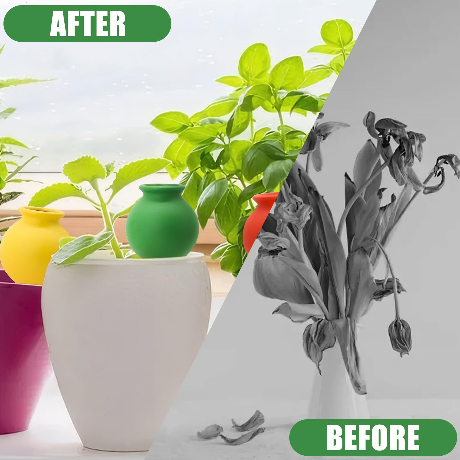 4 Pack Terracotta Self Watering Spikes, Slow Release Plant Watering Globes for Indoor & Outdoor Plants