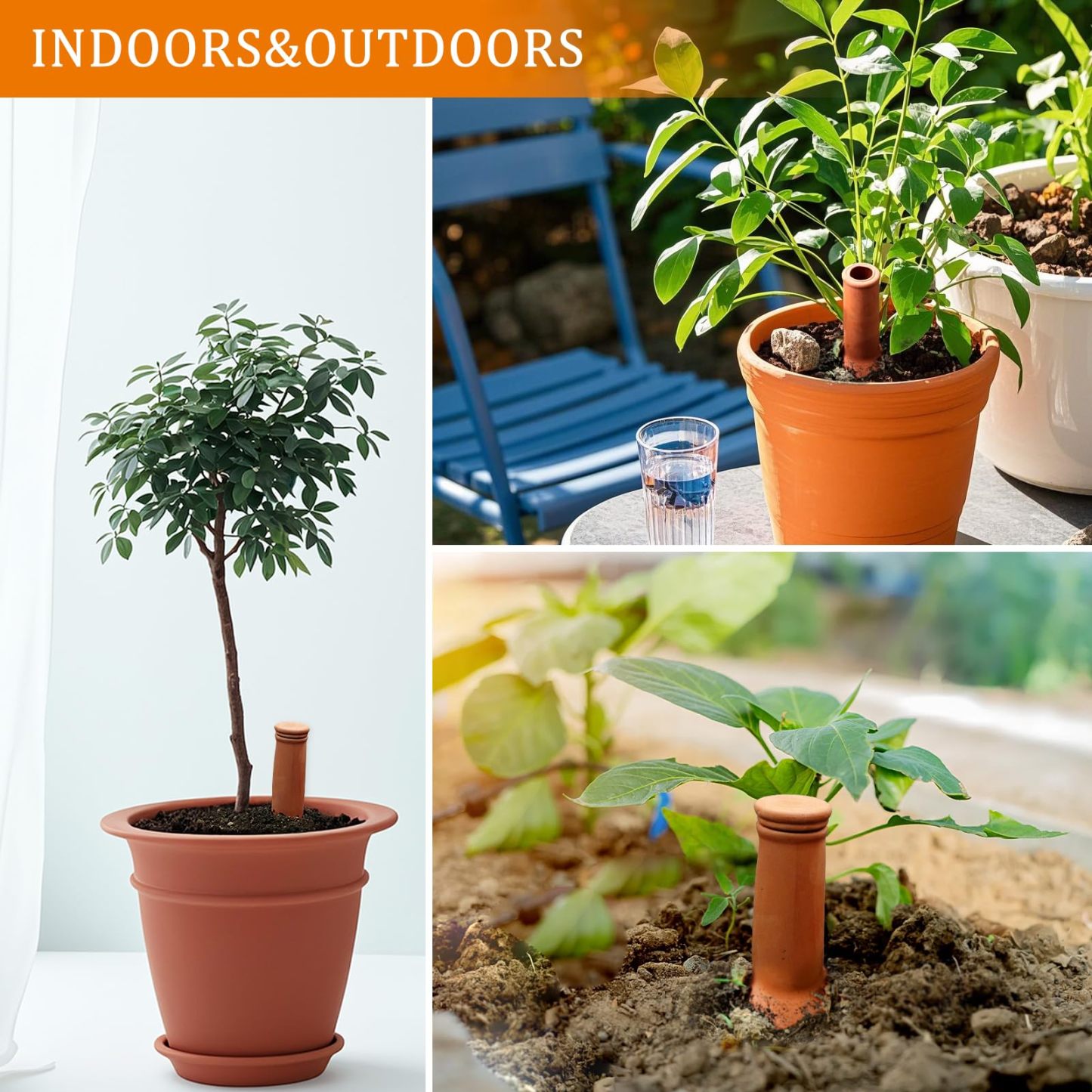 30 Oz Large Terracotta Ollas Watering Pots, Self-Watering Device with Lid, 2-Week Auto Irrigation System for Indoor & Outdoor Plants