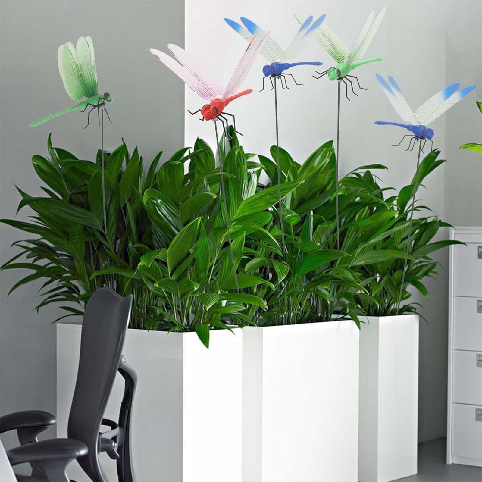 12 Pcs 3D Dragonfly Decorative Clips, Outdoor Horticultural Decor, Pole & Hat Clips for Garden