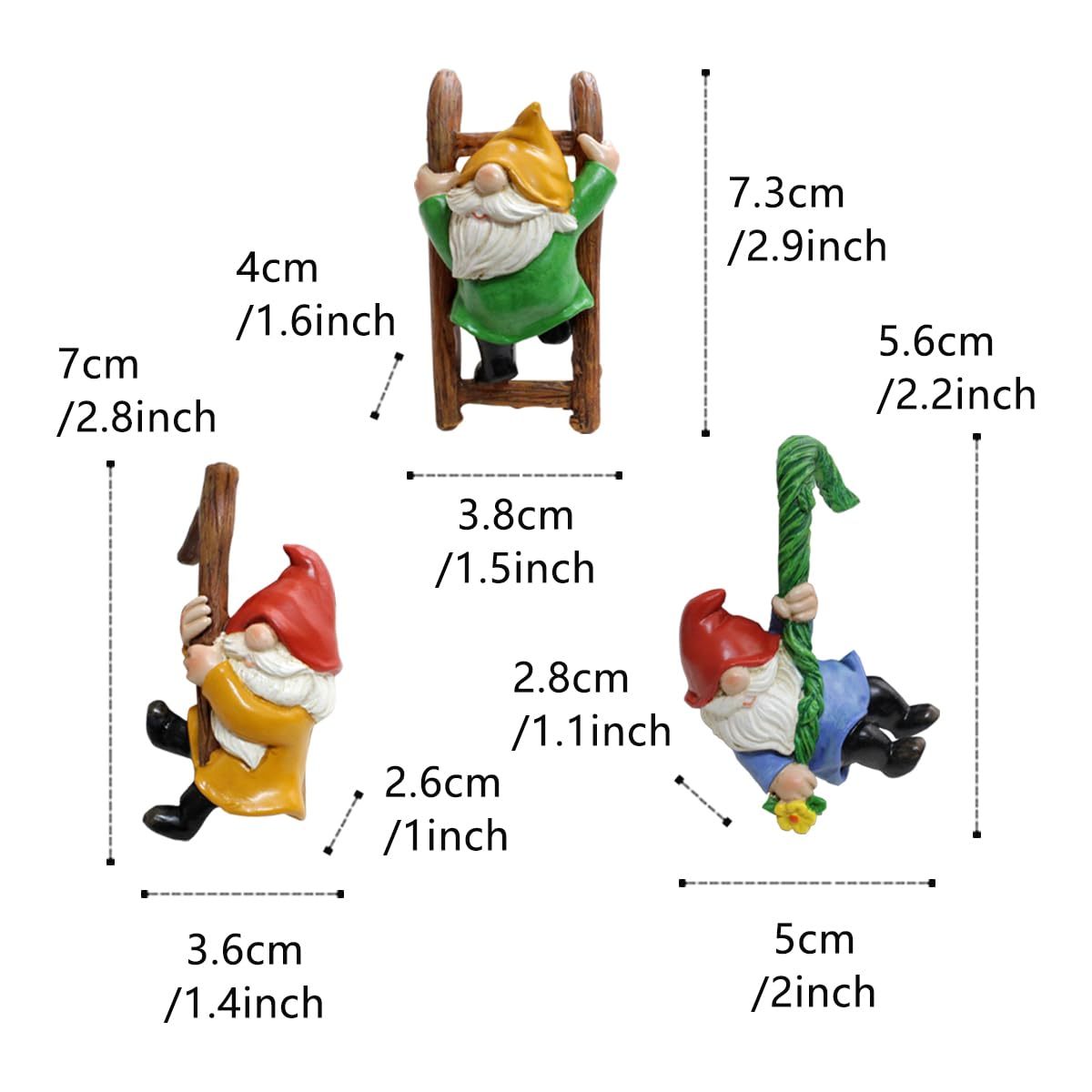 3 PCS Climbing Gnome Tree Face Decor, Resin Outdoor Fairy Garden Ornaments, Yard & Flower Pot Landscape Decor