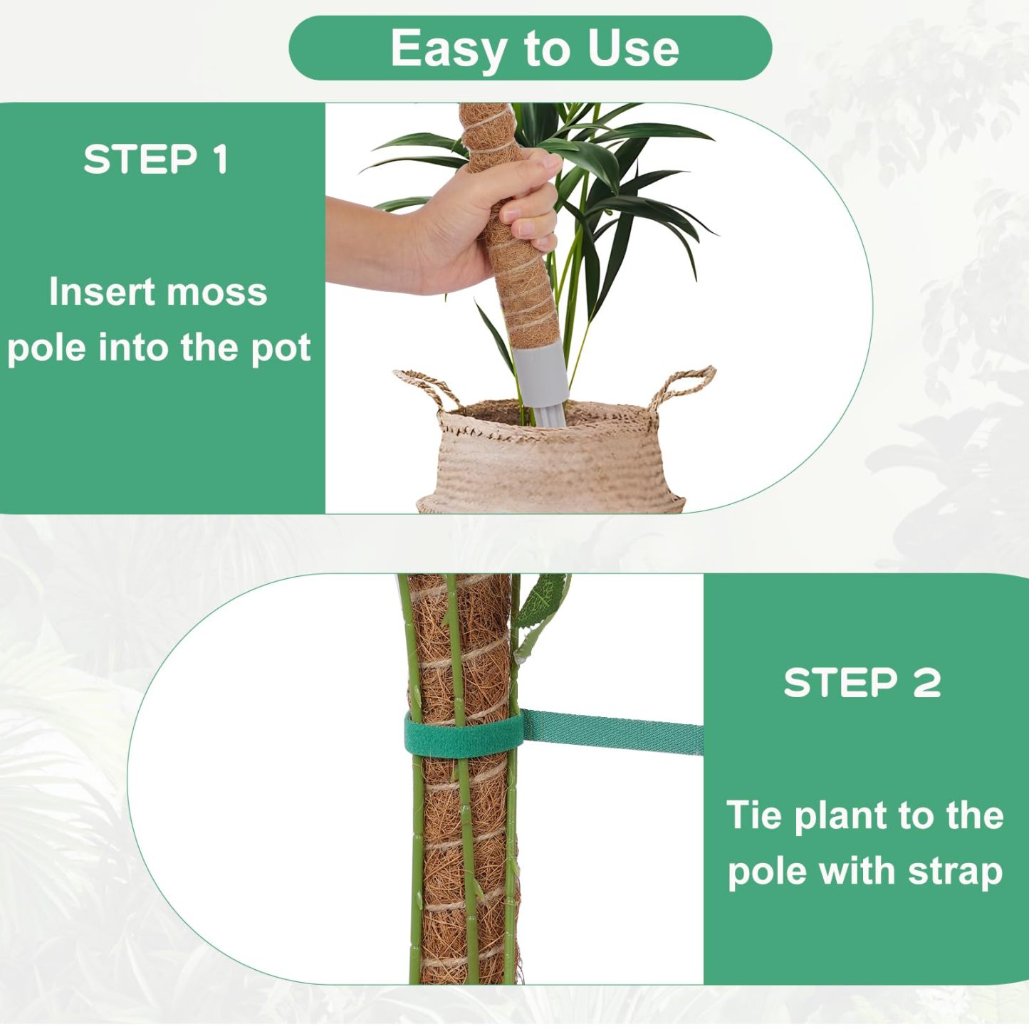 3 Pack 50 Inch Tall Coco Coir Moss Poles, Sturdy Climbing Plant Support Stakes for Monstera, Pothos, Philodendron and Indoor Tropical Plants