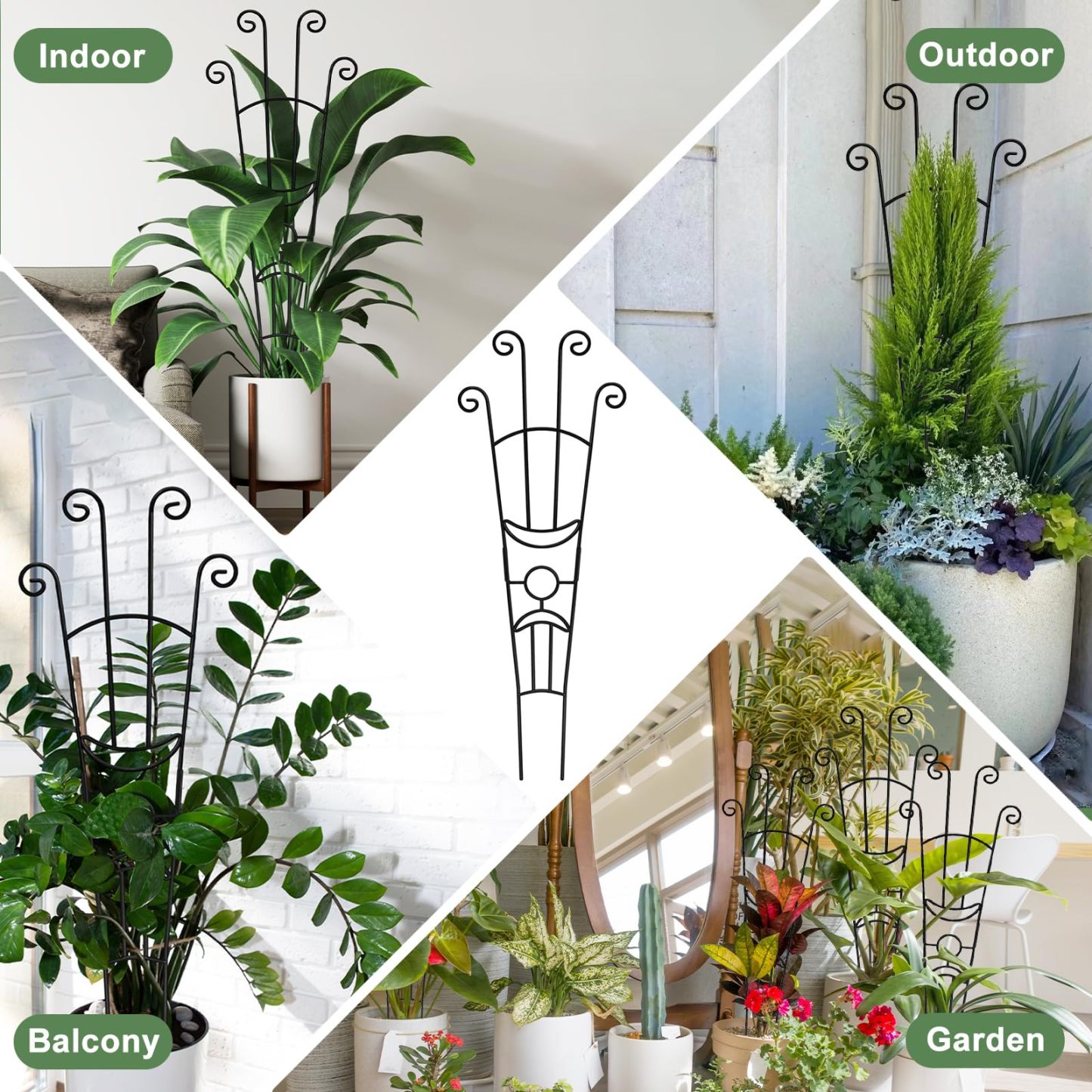 2 Pcs 32.6in Metal Plant Trellis, Monstera Plant Support Stakes, Indoor Climbing Plant Support for Pothos, Vine and Snake Plant