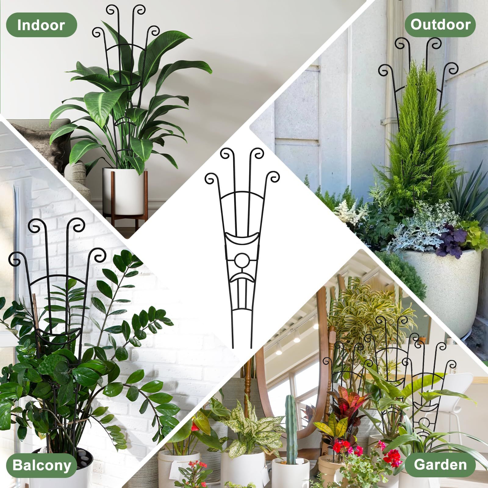 2 Pcs 32.6in Metal Plant Trellis, Monstera Plant Support Stakes, Indoor Climbing Plant Support for Pothos, Vine and Snake Plant