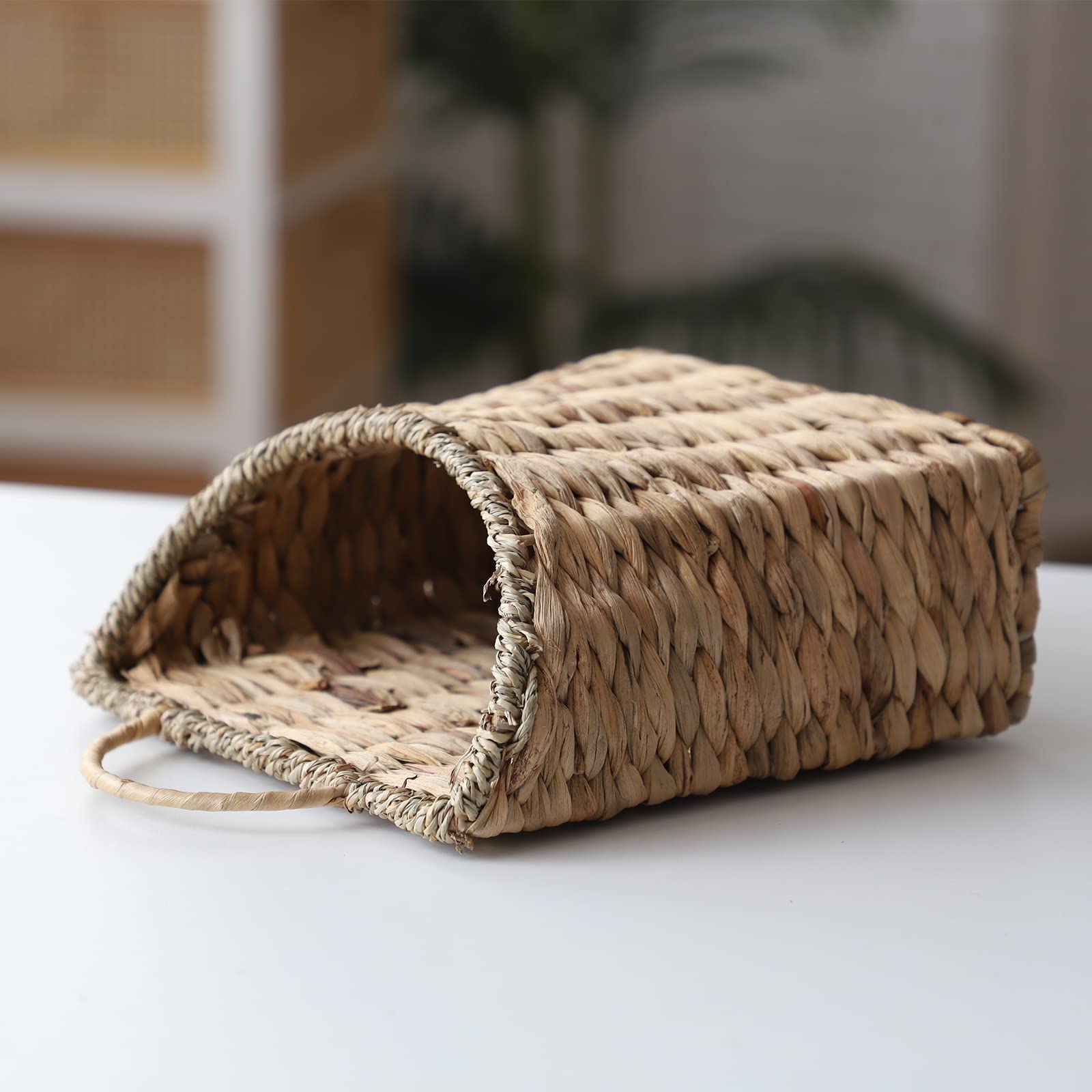 Water Hyacinth Woven Hanging Basket, Seagrass Mouth Handwoven Wicker Wall Basket, Rustic Farmhouse Home Garden Decor
