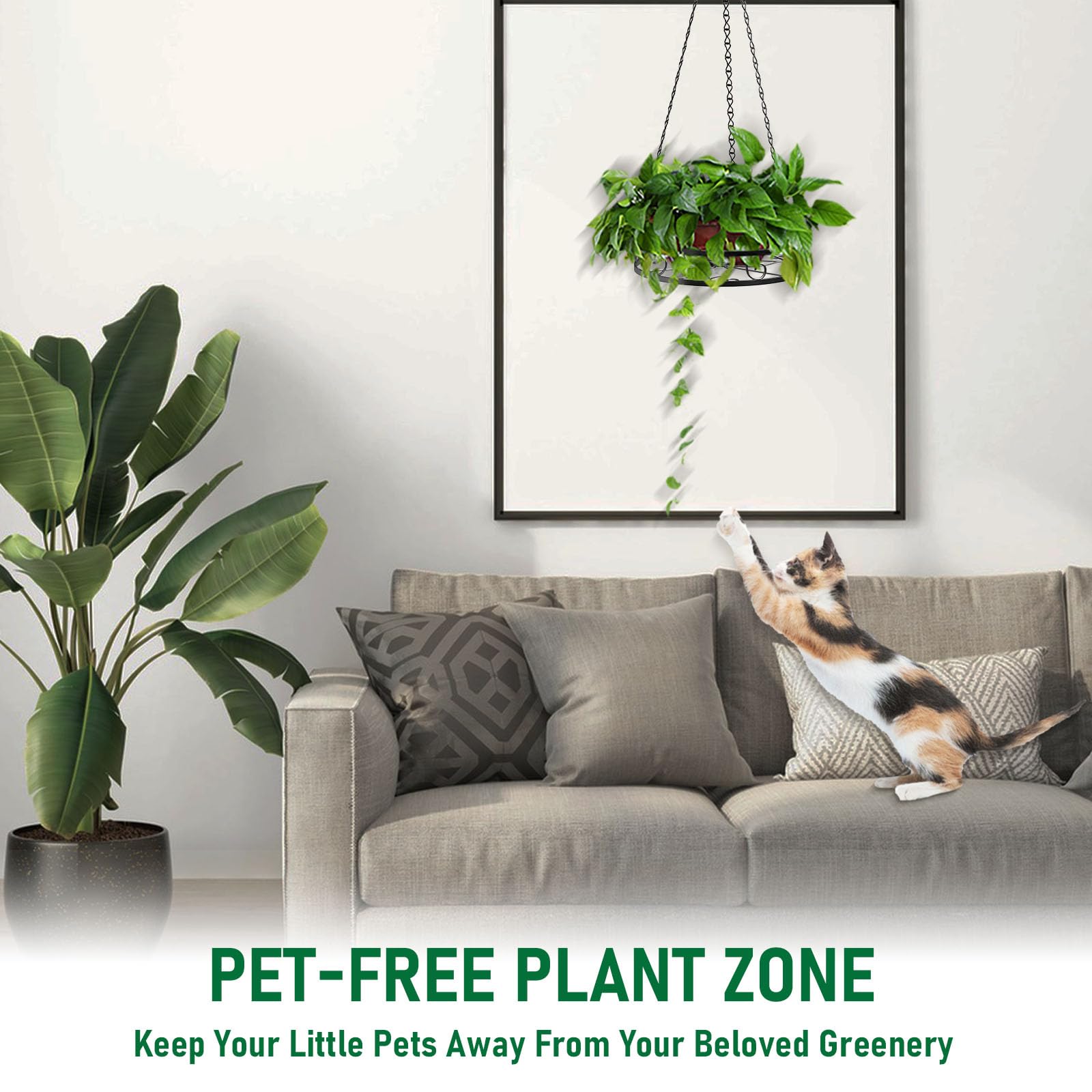 2-Pack Heavy Duty Metal Hanging Planters for Indoor Plants, Aesthetic Plant Hanger with 3 Chains & Hooks, Instant Gardening Decor
