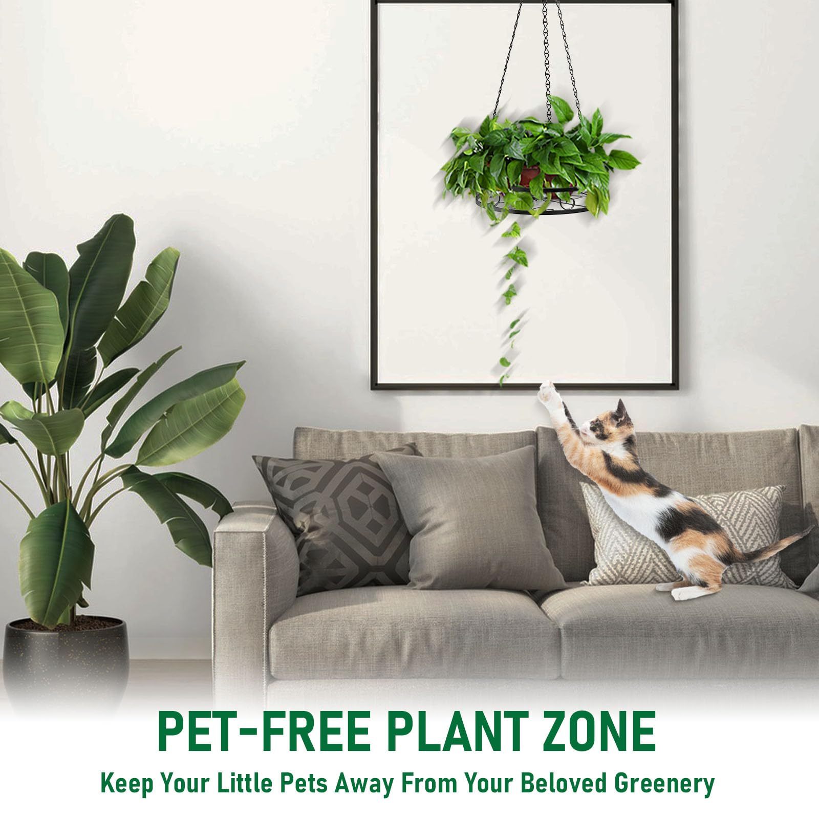 2-Pack Heavy Duty Metal Hanging Planters for Indoor Plants, Aesthetic Plant Hanger with 3 Chains & Hooks, Instant Gardening Decor