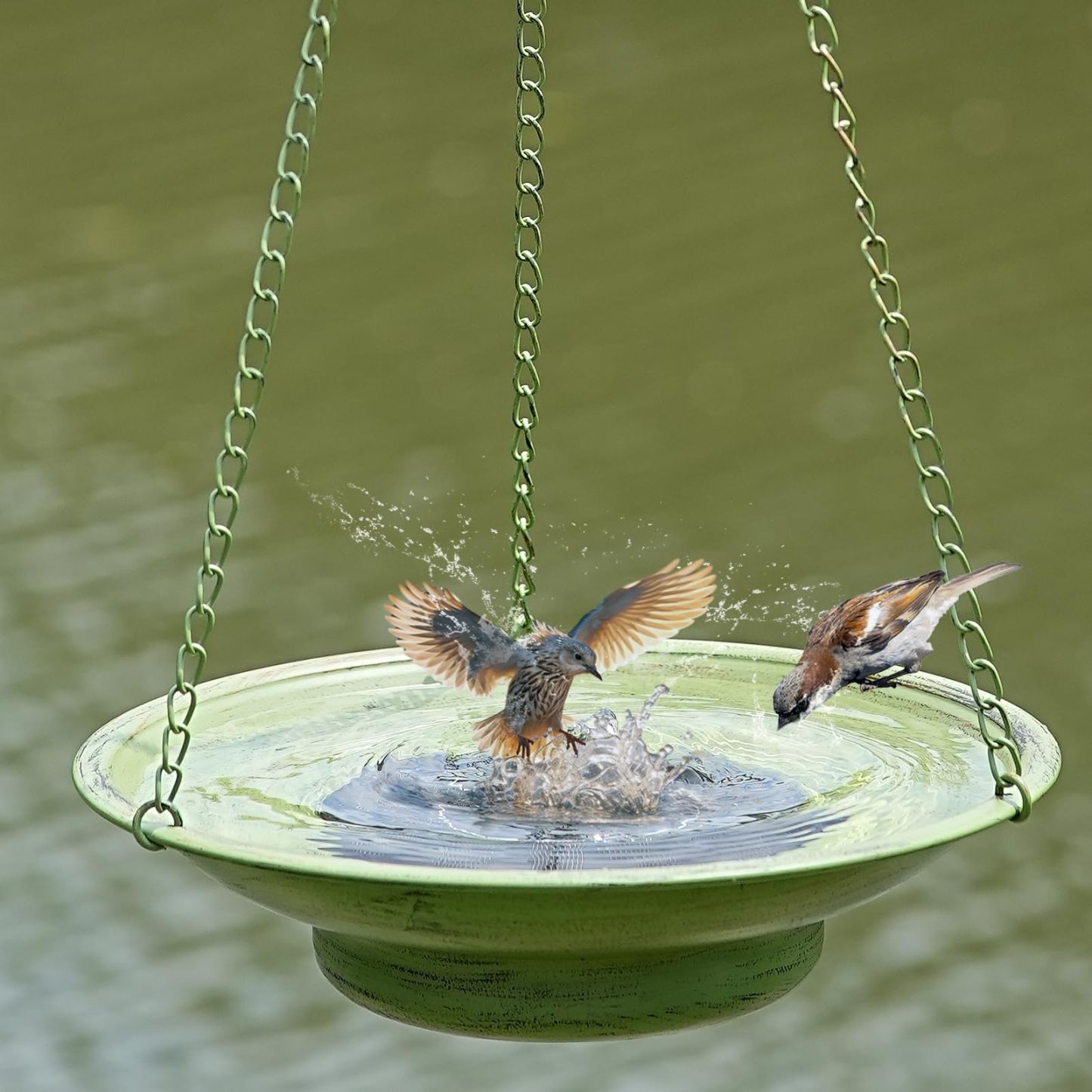 Solar Fountain Hanging Bird Bath, 30" Height × 12.4" Width Metal Bird Bubbler, Outdoor Garden Patio Decorative Bird Bath Bowl