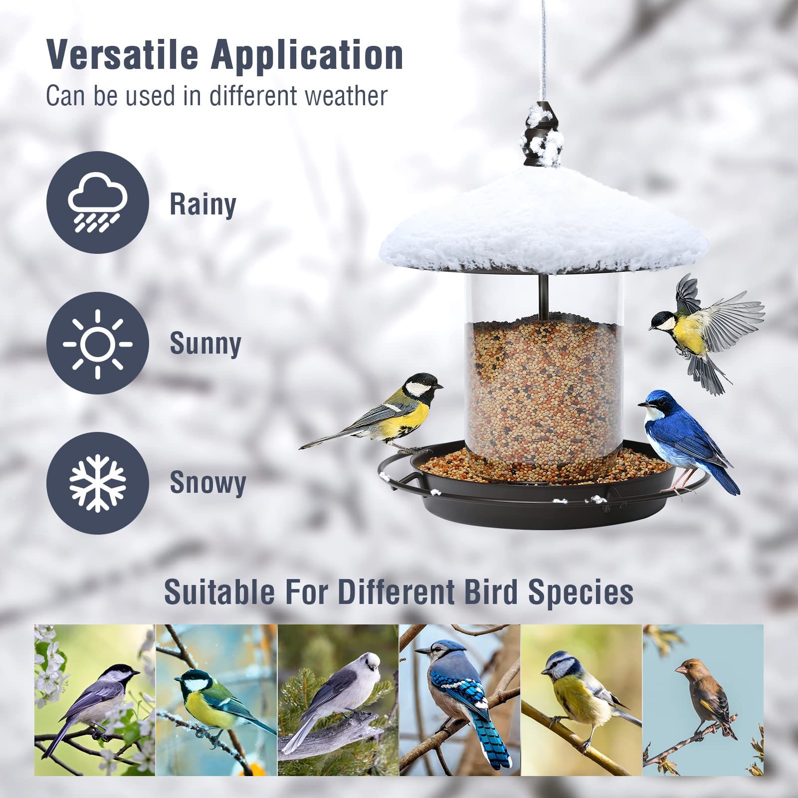 Metal Roof Bird Feeder, Chew-Proof Outdoor Hanging Feeder for Wild Bird Seeds, Bronze Finish