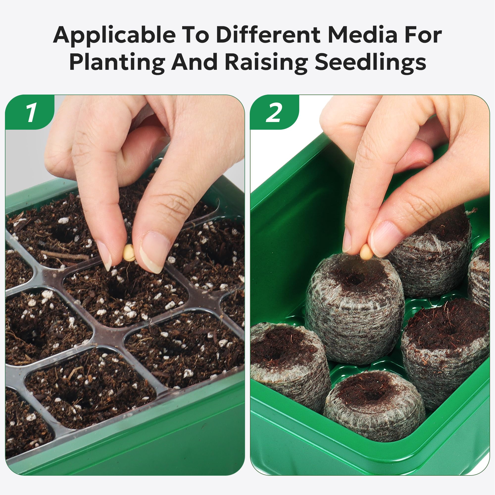 10 Packs Seed Starter Tray Kit with Humidity Dome, 120 Cells Total Seed Starting Trays, Mini Greenhouse Germination Kit with Base for Plant Seed Starting