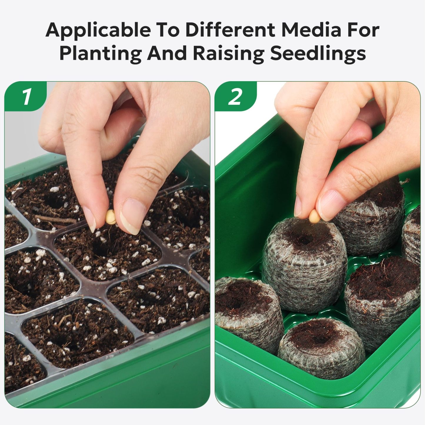 10 Packs Seed Starter Tray Kit with Humidity Dome, 120 Cells Total Seed Starting Trays, Mini Greenhouse Germination Kit with Base for Plant Seed Starting
