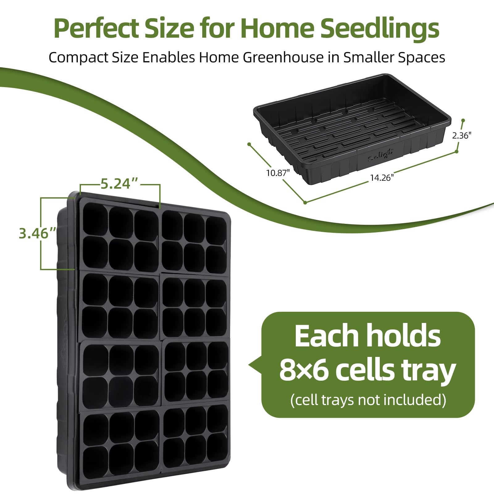 10 Pack Extra Thick Seed Starting Trays, Heavy Duty No Hole Microgreens Growing Trays, Leakproof Reusable Plant Germination Flats for Seedling Fodder Transplant 14×10.8×2.3 Inch