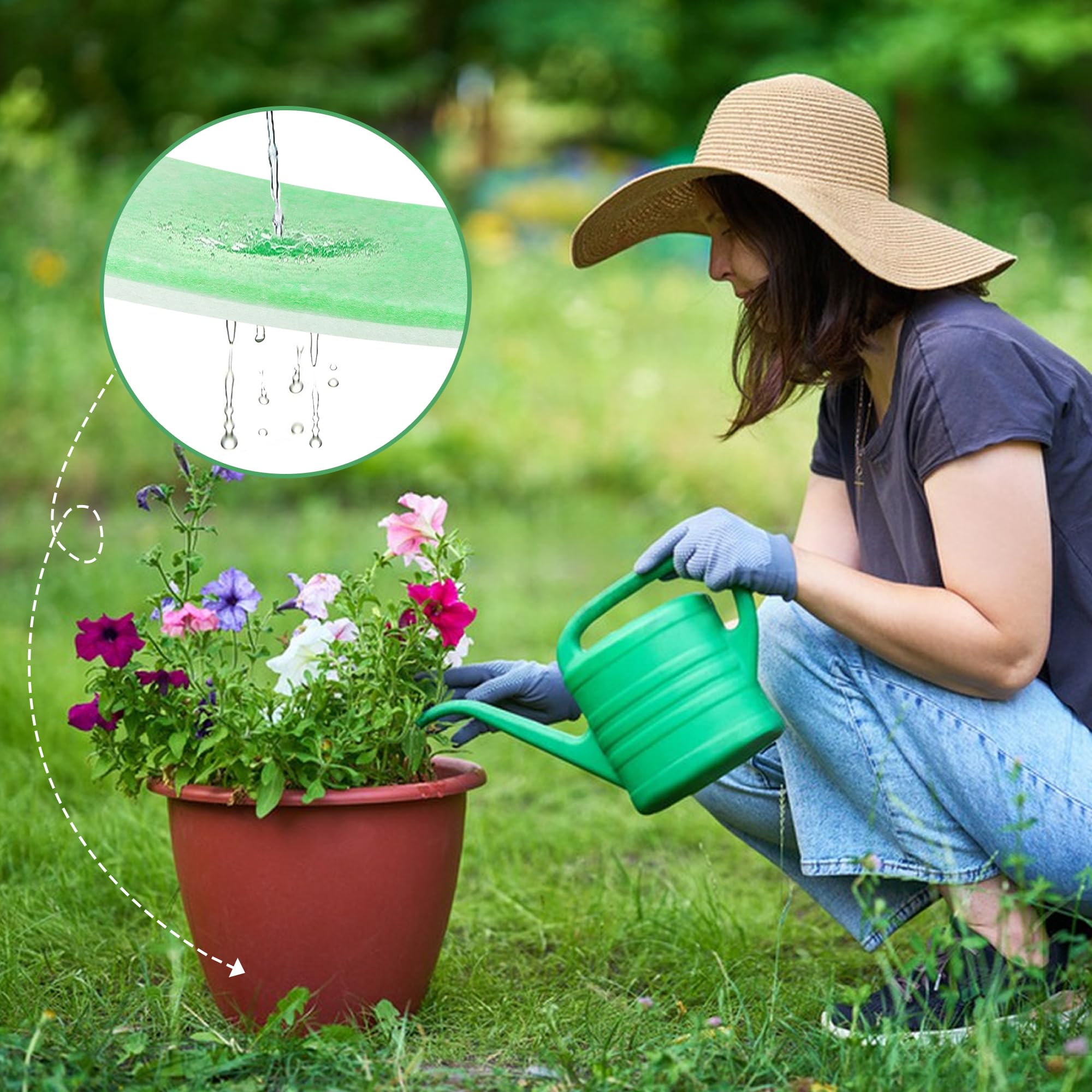 2 Pack Flower Pot Filler Insert, 47.2 x 11.8 Inch Soil Saver for Tall Planters, Lightweight Drainage Plant Riser, Cuttable Design Prevent Root Rot Reduce Planter Weight