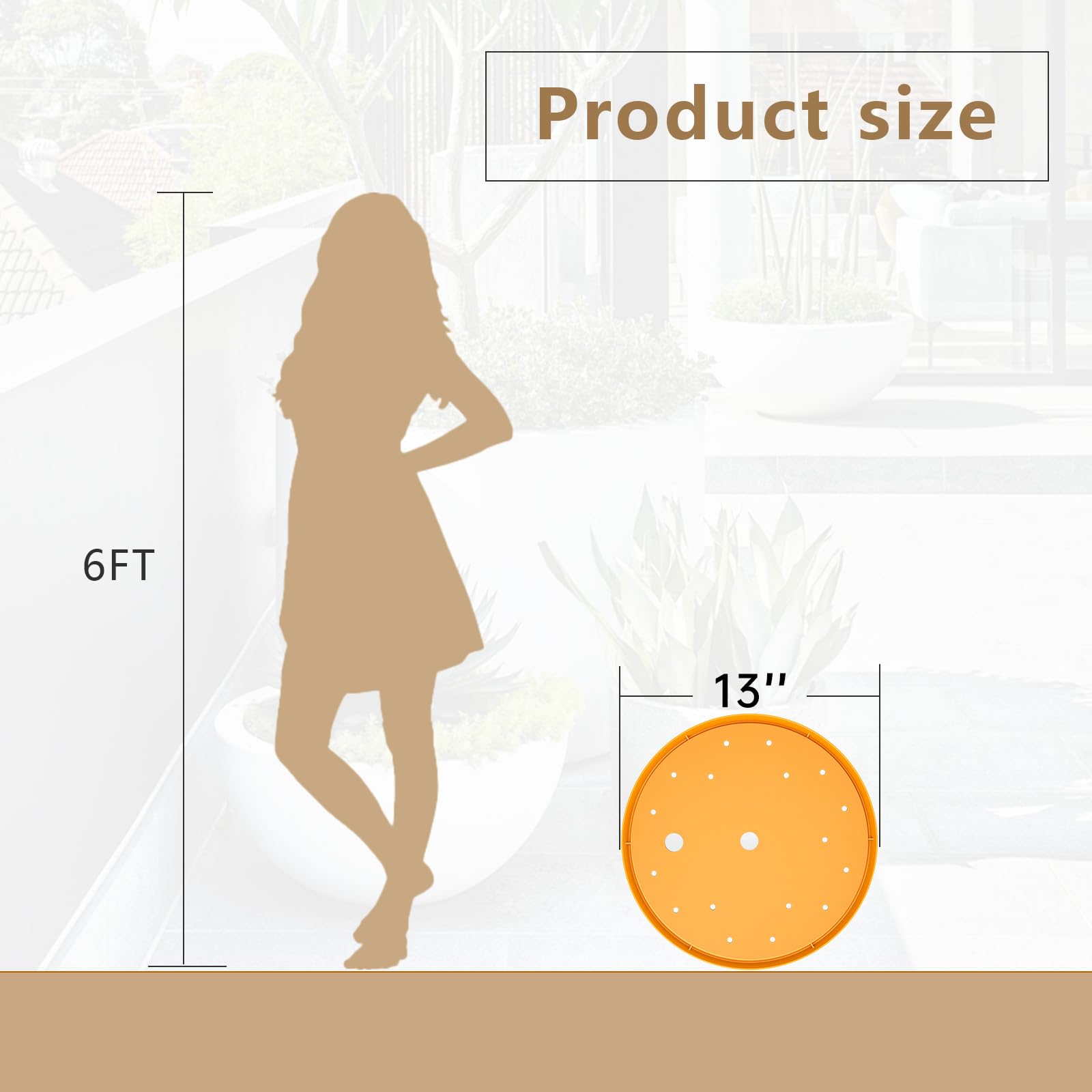 2Pcs 13 Inch Orange Round Planter Insert, Plastic Pot Bottom Drainage Tray with Holes, Soil Saving Insert Divider for Tall Flower Plant Pots