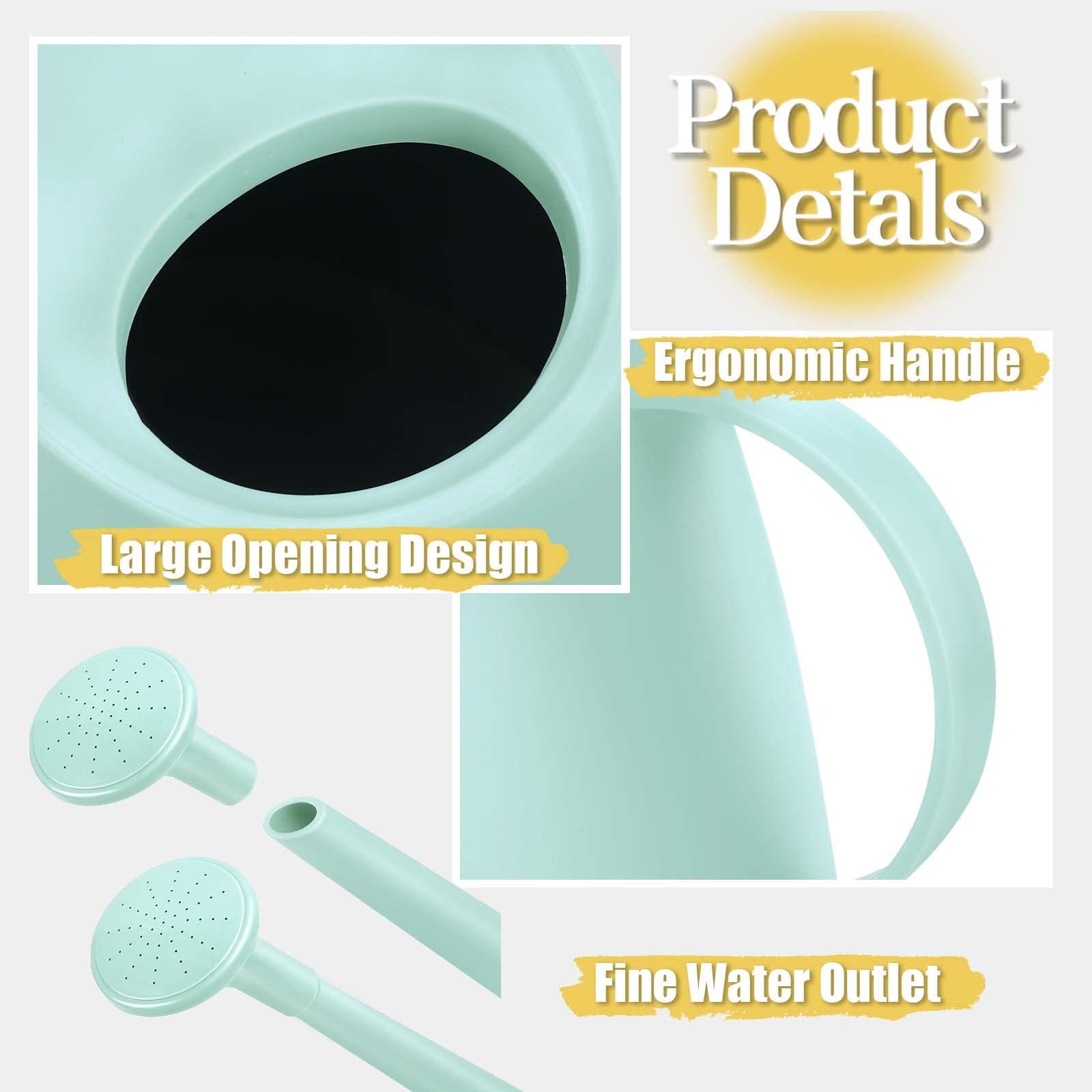 1/2 Gallon Long Spout Watering Can, 1.8L Plastic Water Pot for Home Garden Plants