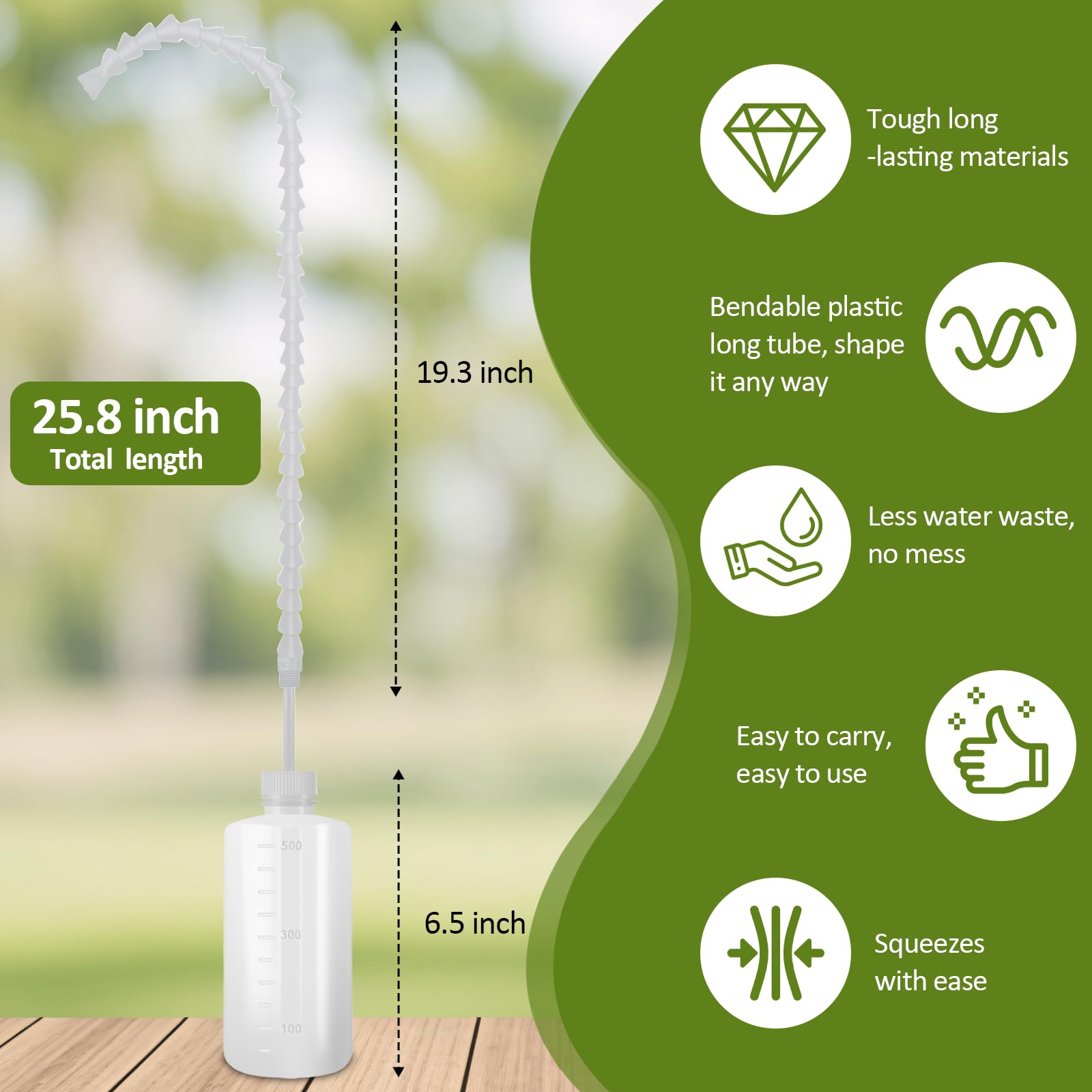 16.9oz/500ml Squeeze Watering Bottle, 19.6" Long Nozzle with Adjustable Angle for Hanging Plants