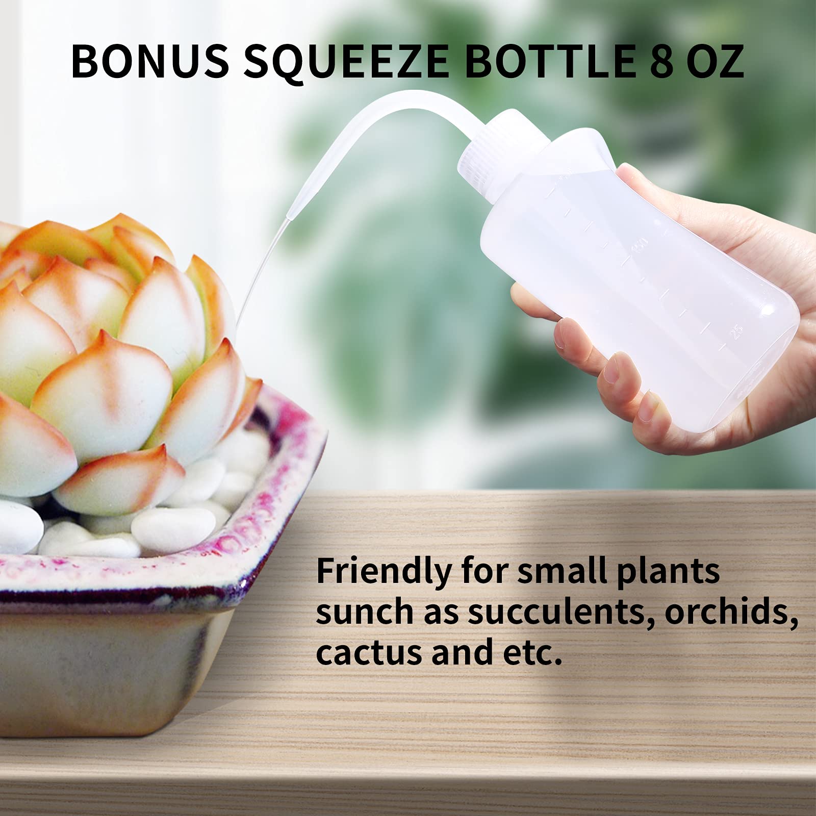 34oz Small Long Spout Watering Can, Indoor Plant Watering Set with Spray Bottle & Squeeze Bottle for House Plants and Potted Flowers