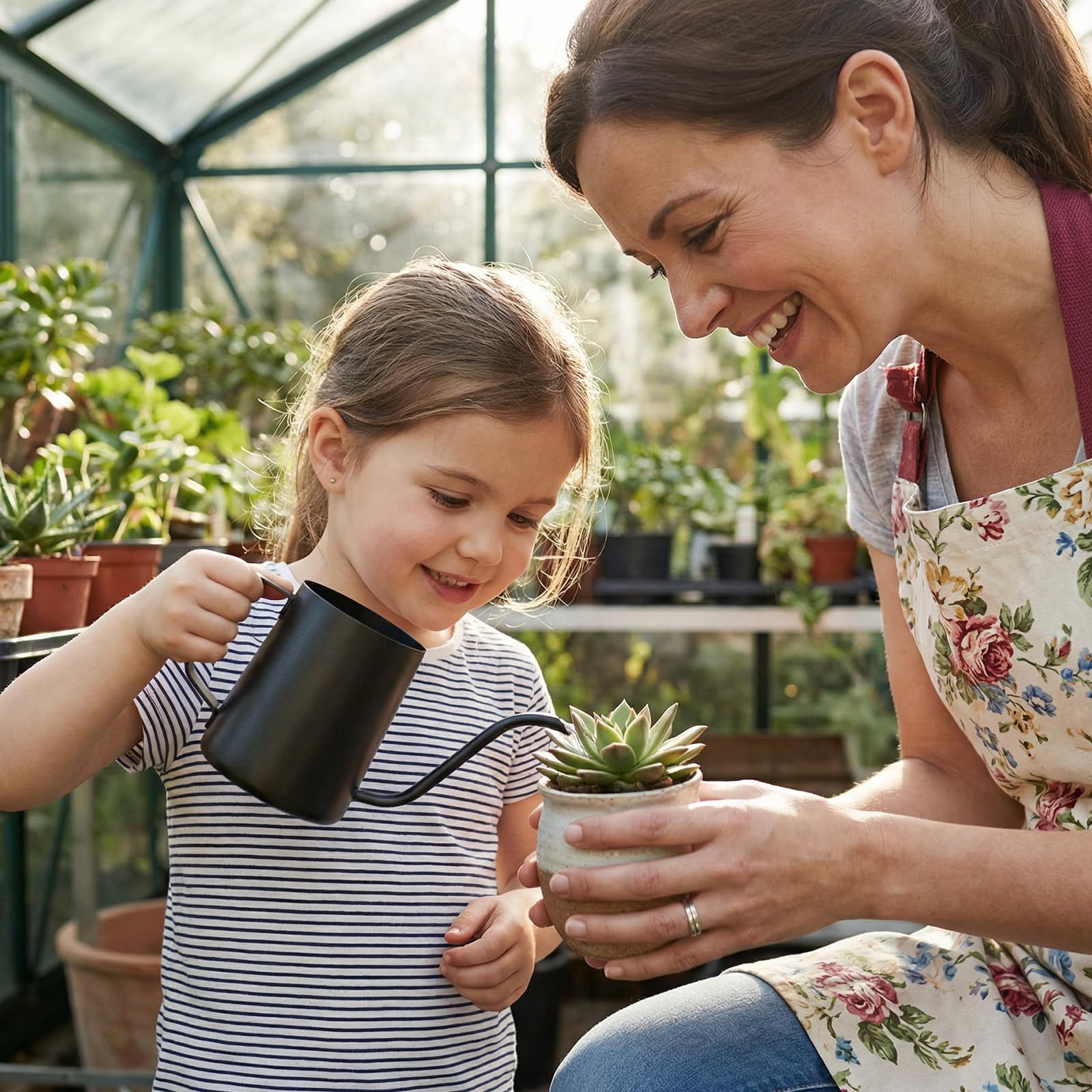 12oz / 350ml Mini Stainless Steel Watering Can, Long Spout with Handle for Indoor & Outdoor Plants