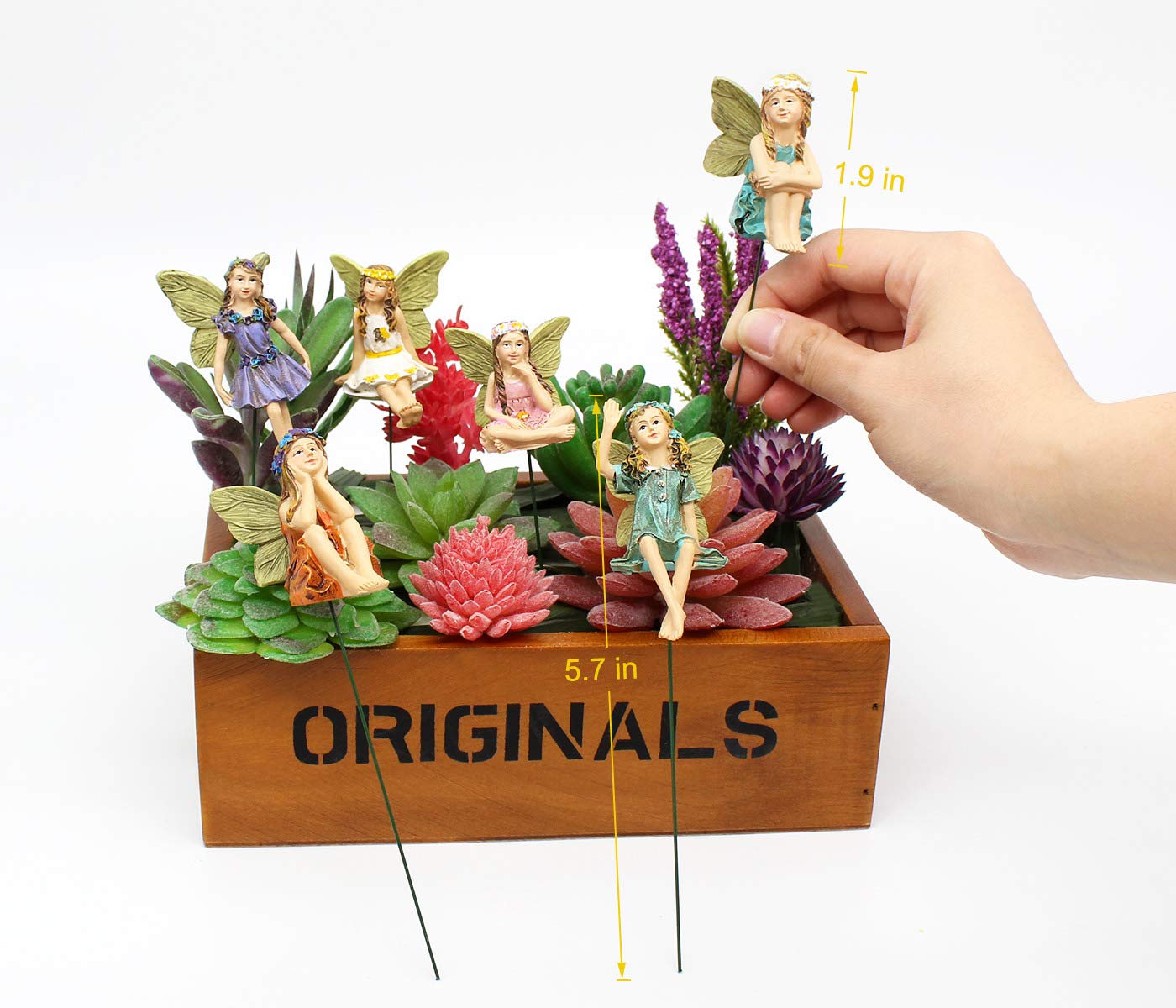 Set of 6 Vintage Style Resin Fairy Statues, Miniature Ornament Supplies for Lawn Yard Patio & Home Fairy Garden Decoration