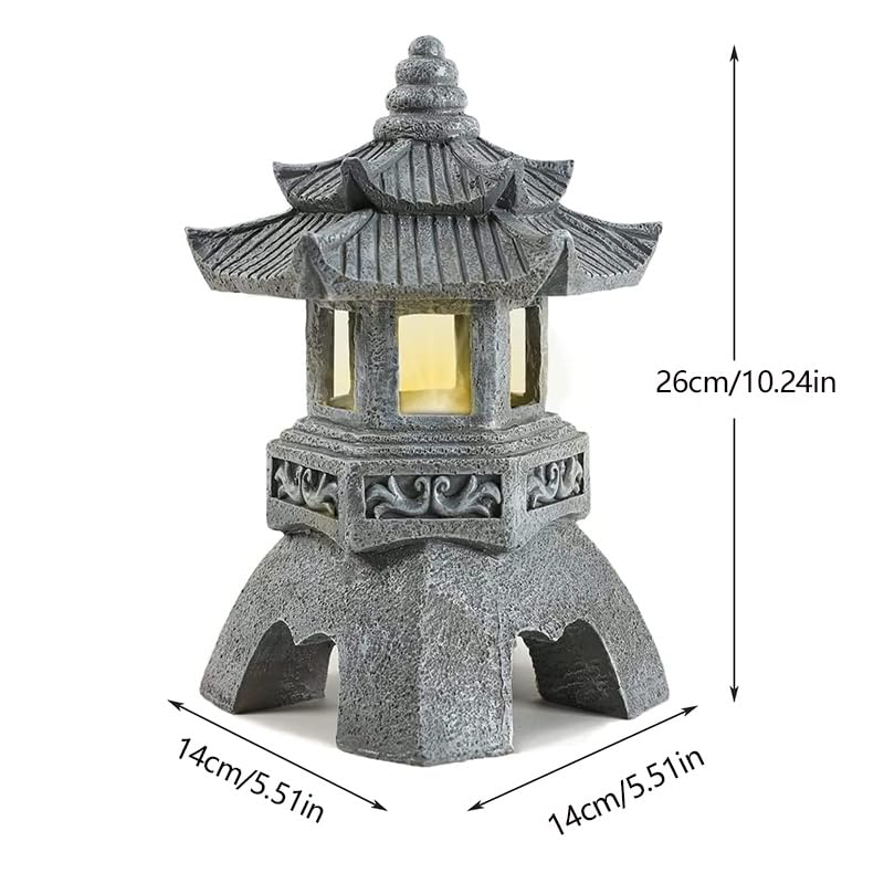 Zen Solar Pagoda Lantern Garden Statue
