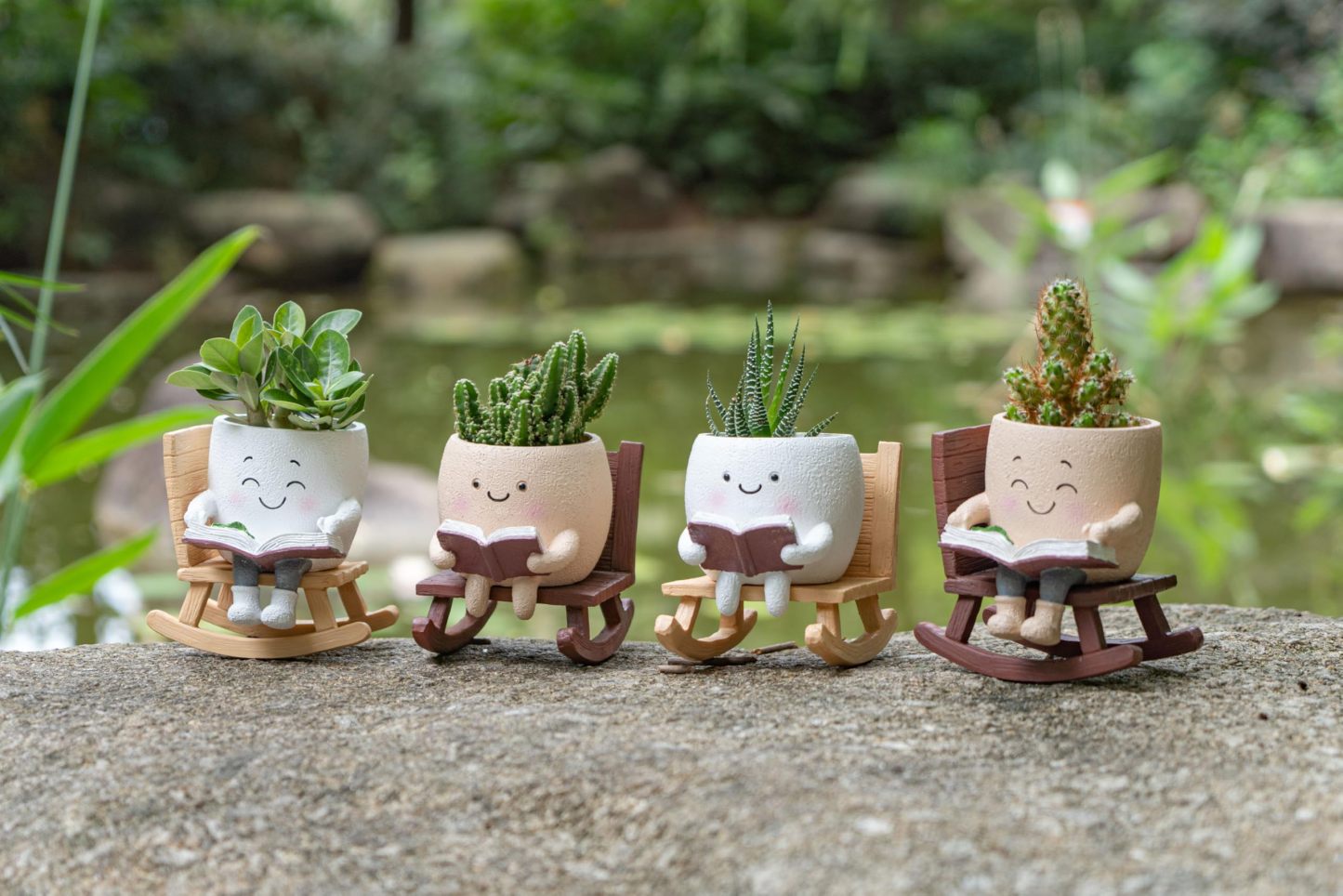 Cute Rocking Chair Smiley Face Planter – Unique Funny Flower Pot with Drainage for Succulents, Ideal Plant Gift for Mother’s Day, Birthday & Christmas